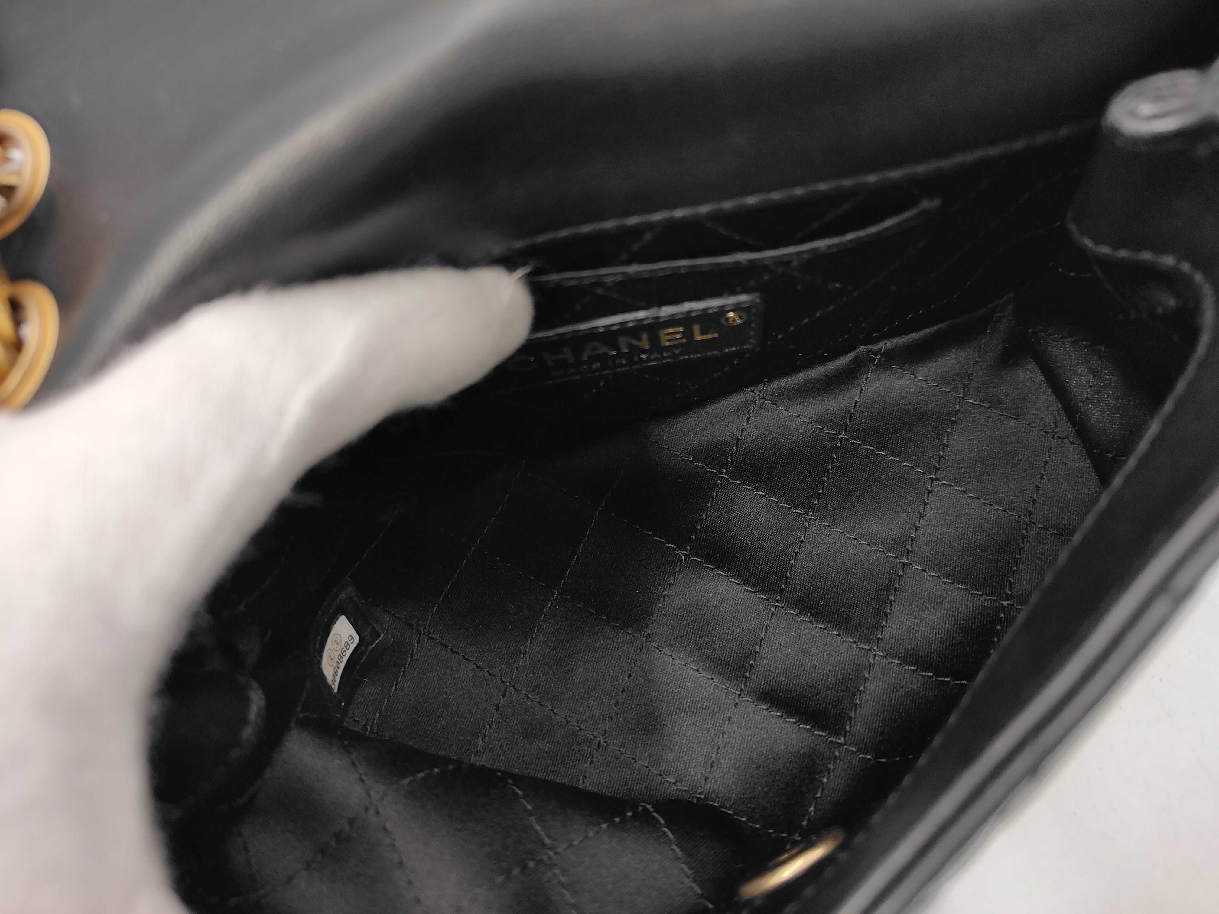 Matelassé Top Handle Flap Bag, Black Lambskin, Gold Hardware, Shoulder Bag — view 9