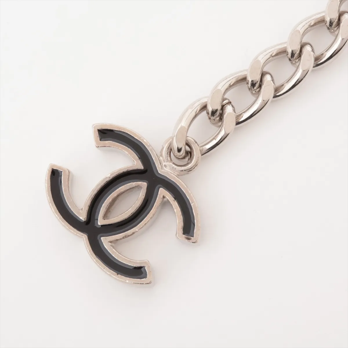05V Chain Belt, Metal, Silver x Black. Shows signs of wear, — view 2