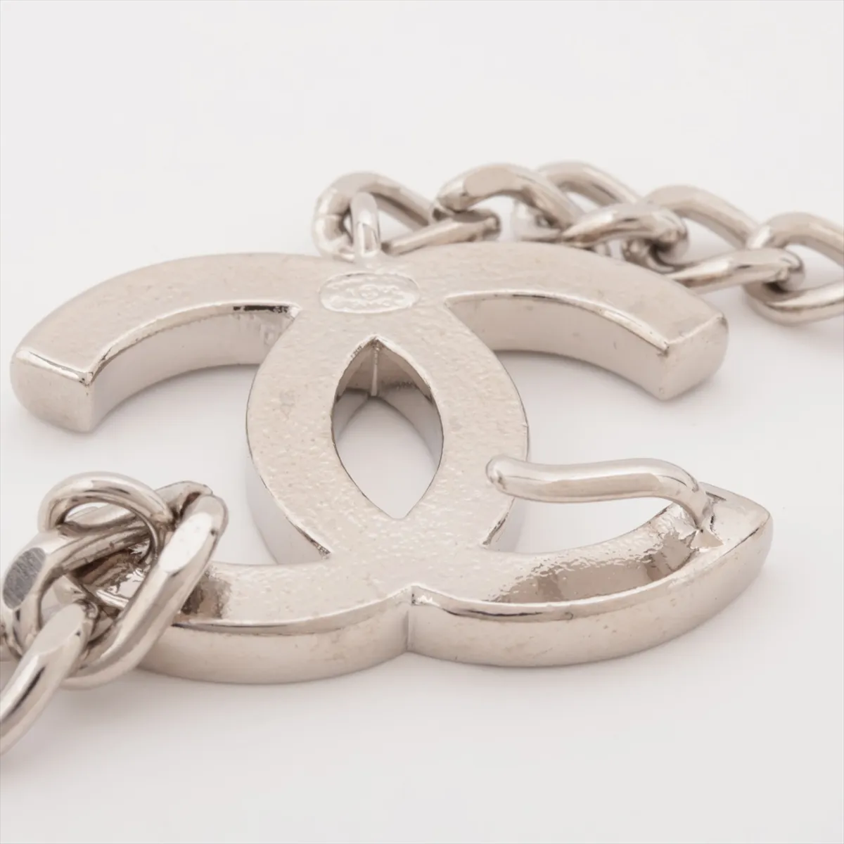 05V Chain Belt, Metal, Silver x Black. Shows signs of wear, — view 4
