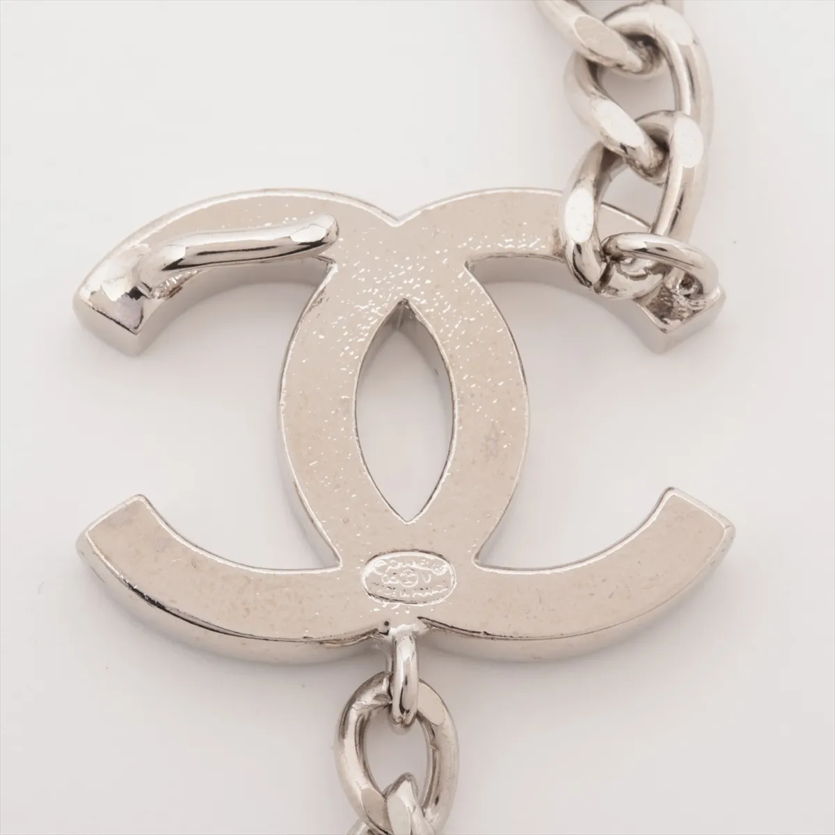 05V Chain Belt, Metal, Silver x Black. Shows signs of wear, — view 5