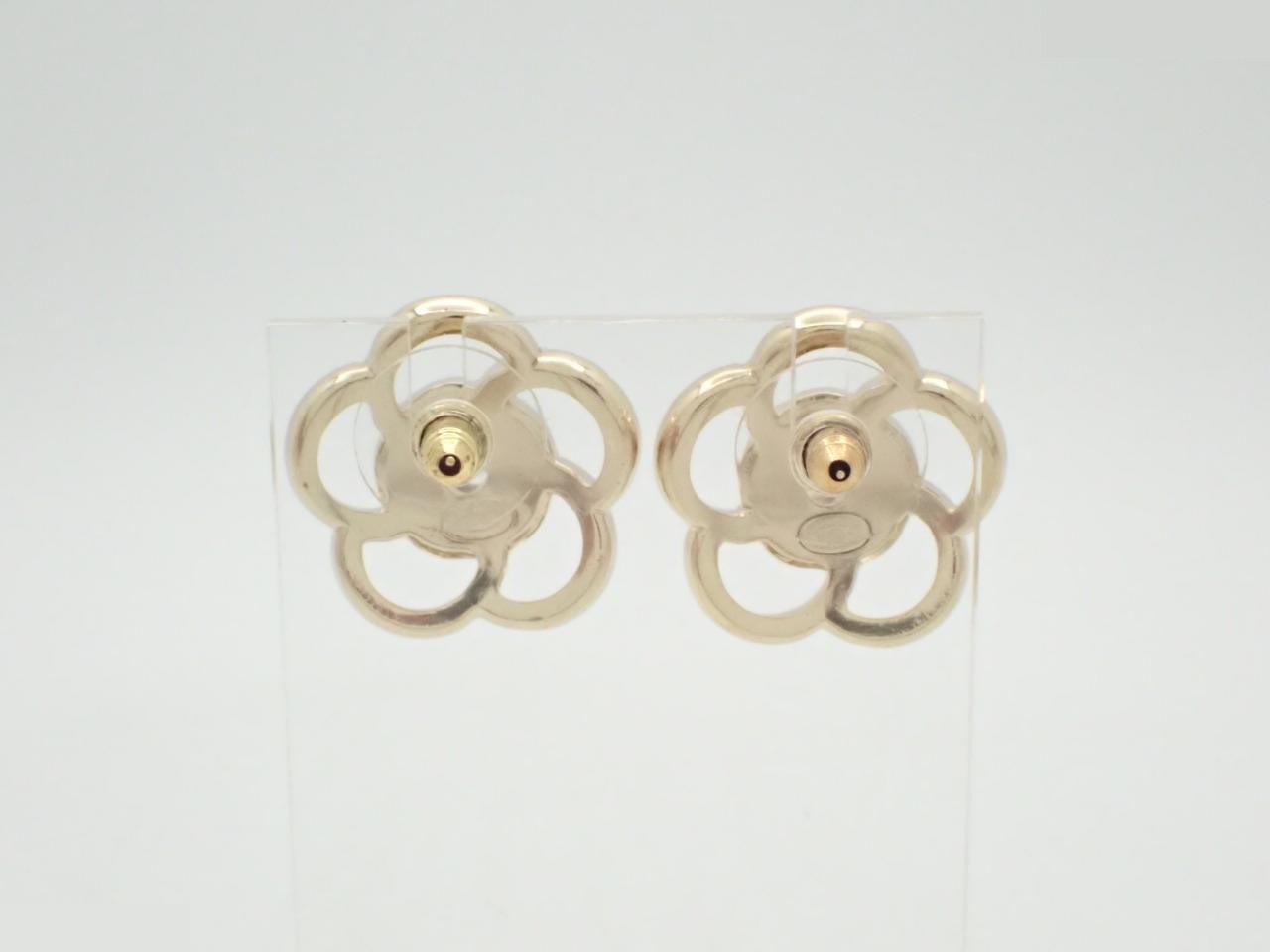 earrings, 17S model, camellia, Coco Mark, aurora stone, 2.3cm wide. — view 2