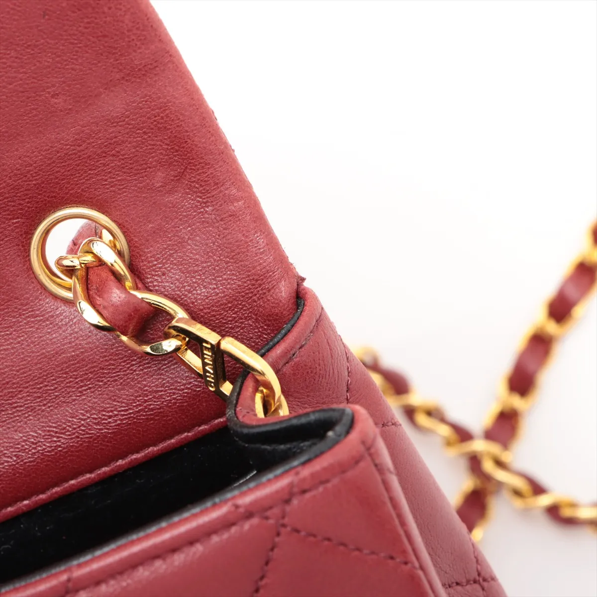 Matelasse Lambskin Single Flap Single Chain Bag Red Gold Hardware 1253410 No. 1 — view 12