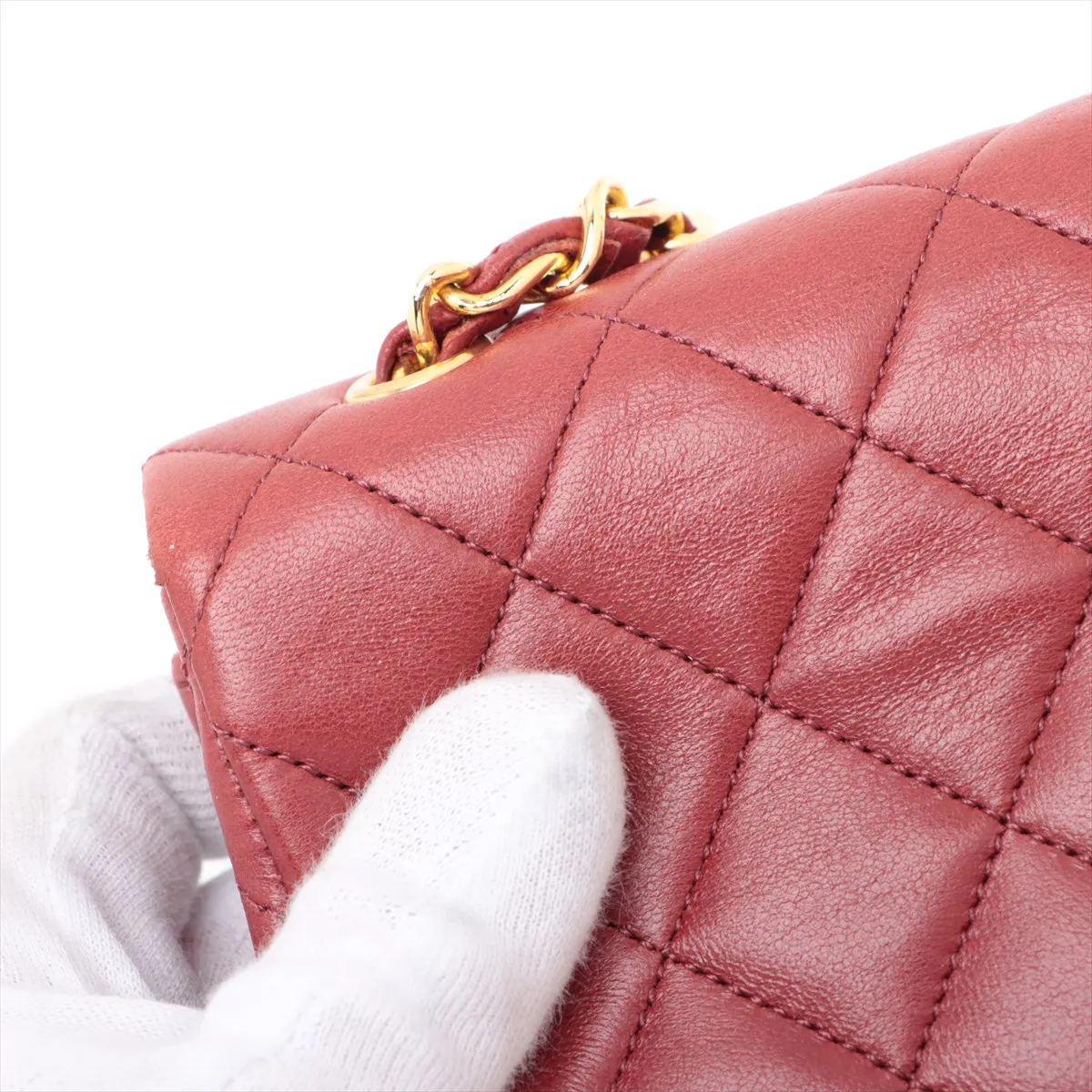 Matelasse Lambskin Single Flap Single Chain Bag Red Gold Hardware 1253410 No. 1 — view 13