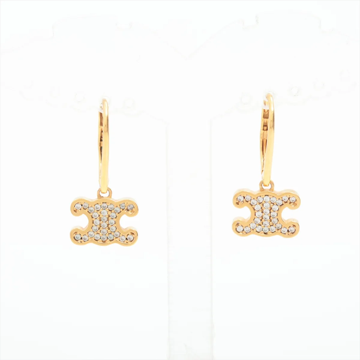 Triomphe Earrings (for both ears) GP x Rhinestone Gold
