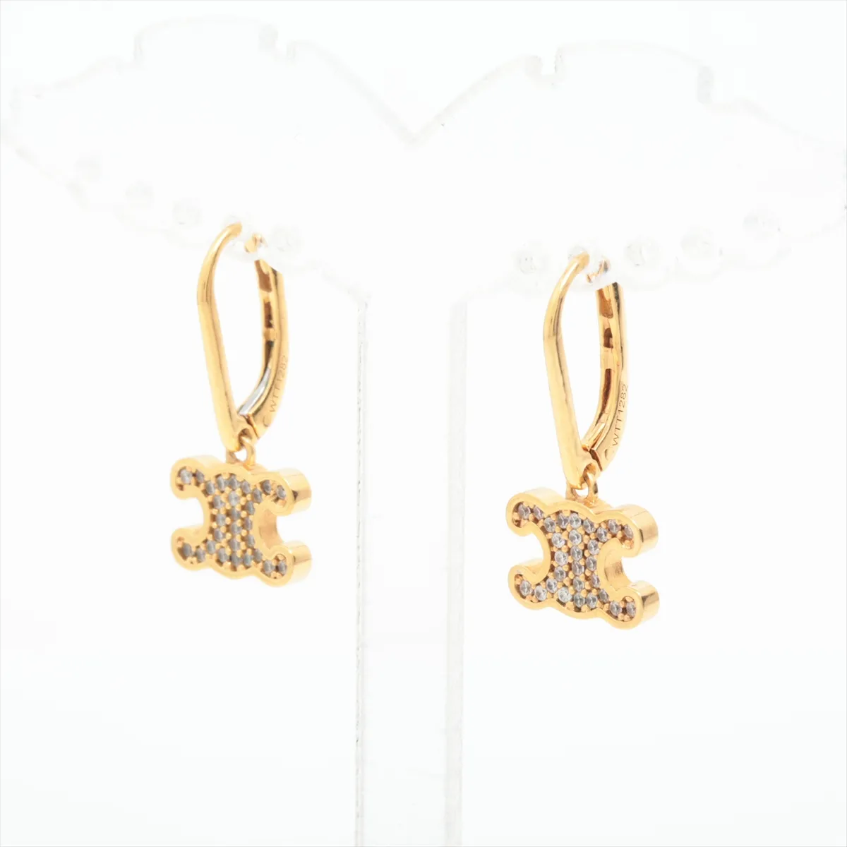 Triomphe Earrings (for both ears) GP x Rhinestone Gold — view 3