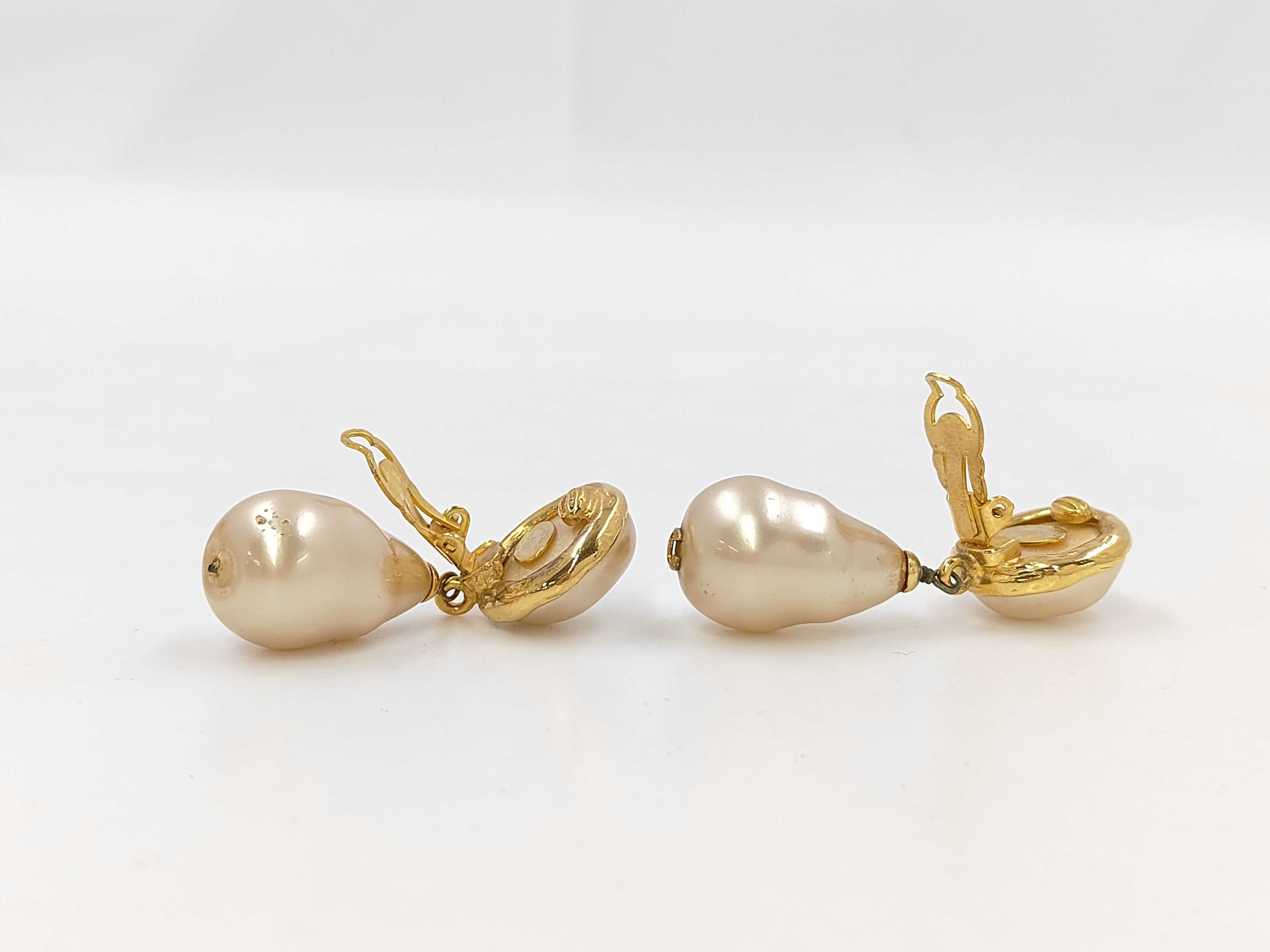 Vintage 93P Drop Faux Pearl Earrings — view 3