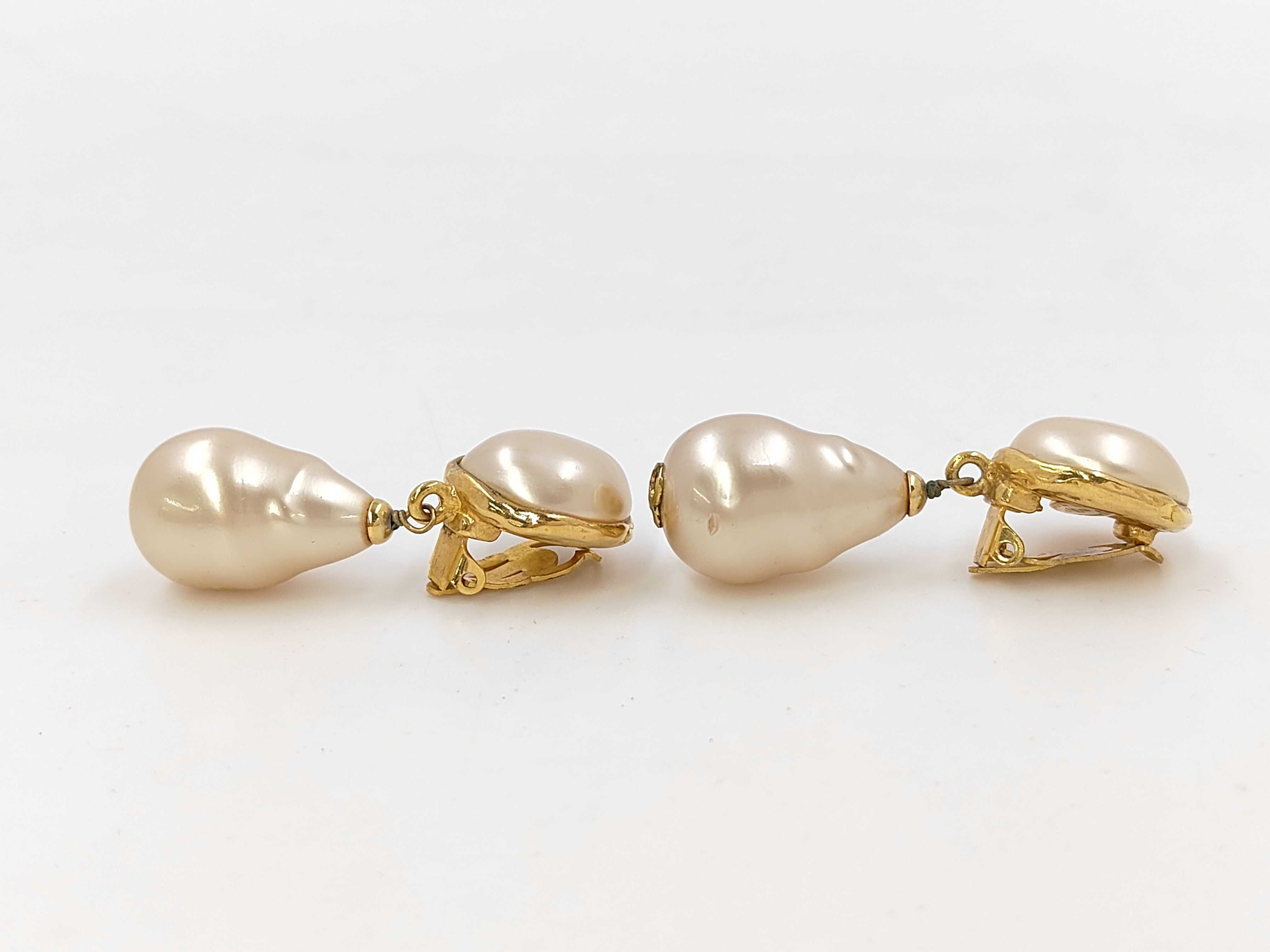 Vintage 93P Drop Faux Pearl Earrings — view 4