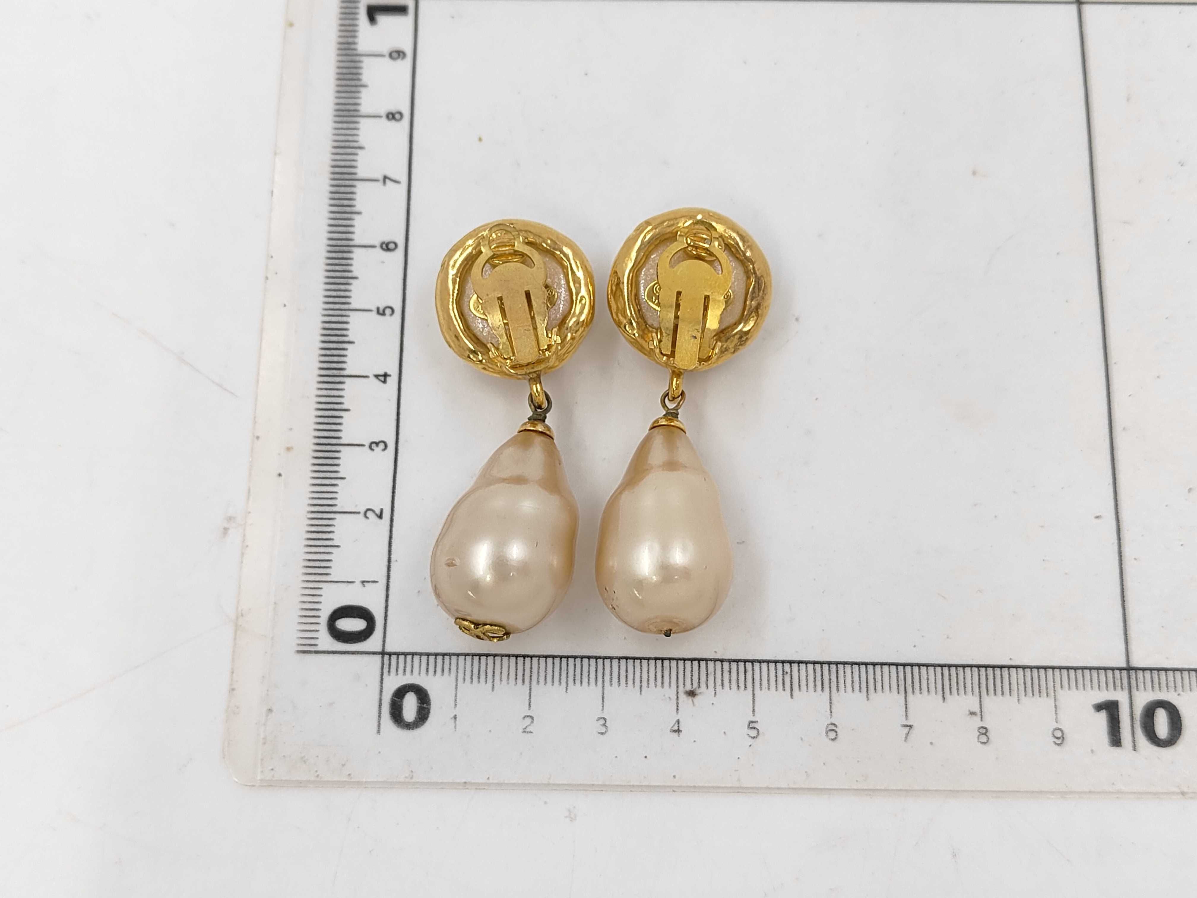 Vintage 93P Drop Faux Pearl Earrings — view 8