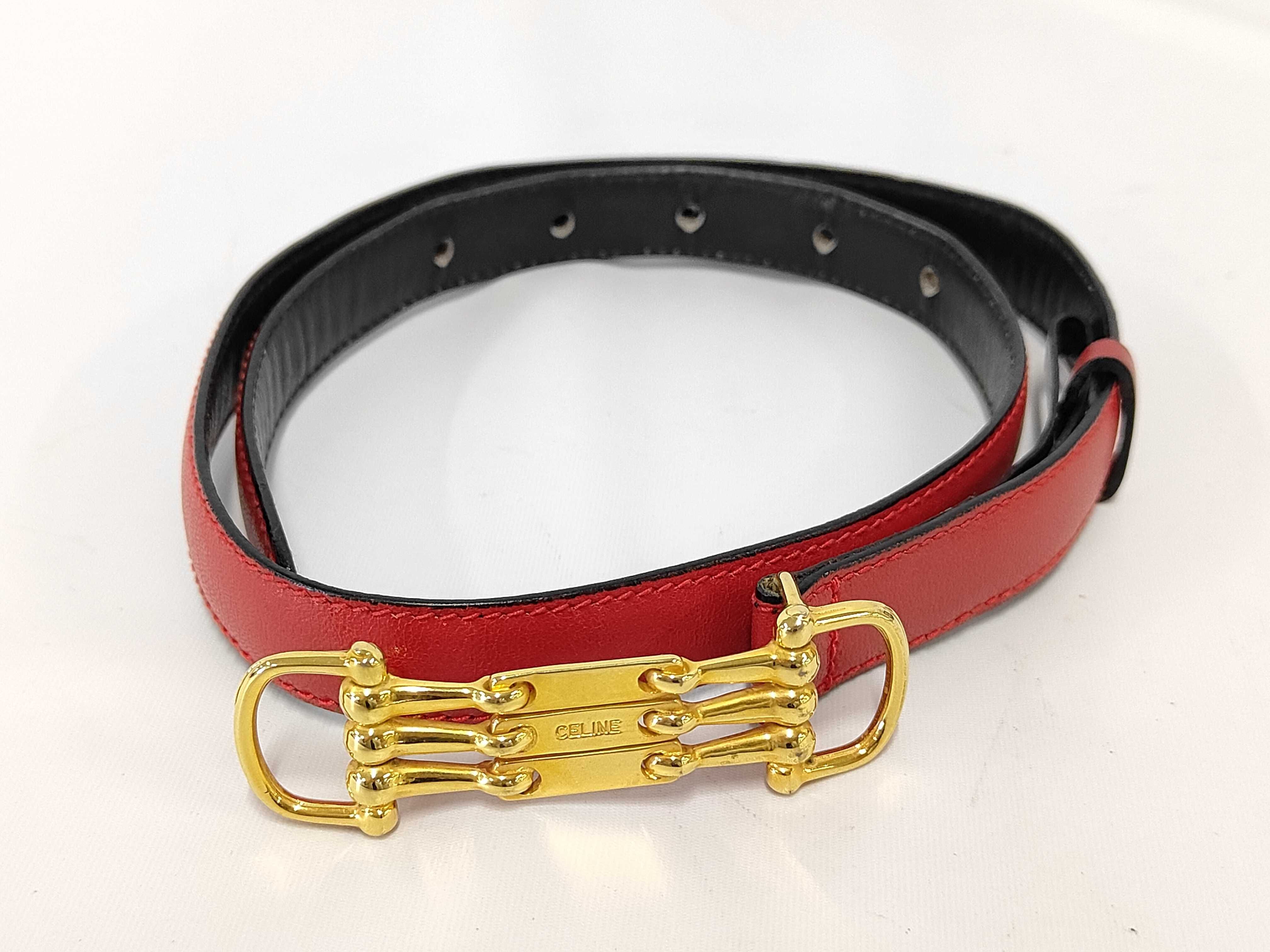 Triple Gold Buckle Leather Belt 60 Belt