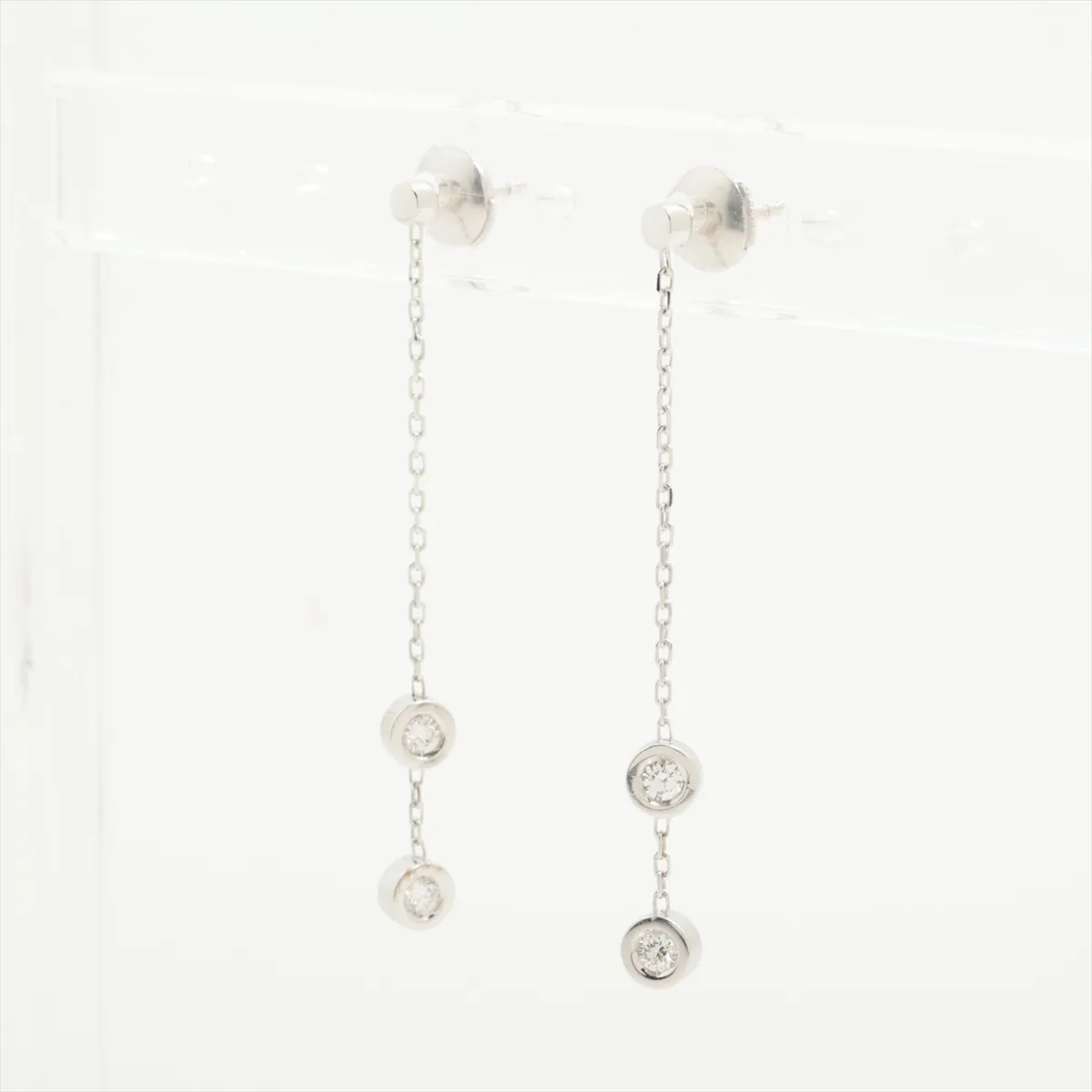 diamond earrings, 750 (WG), 3.9g, no brand engraving on the backing. — view 3