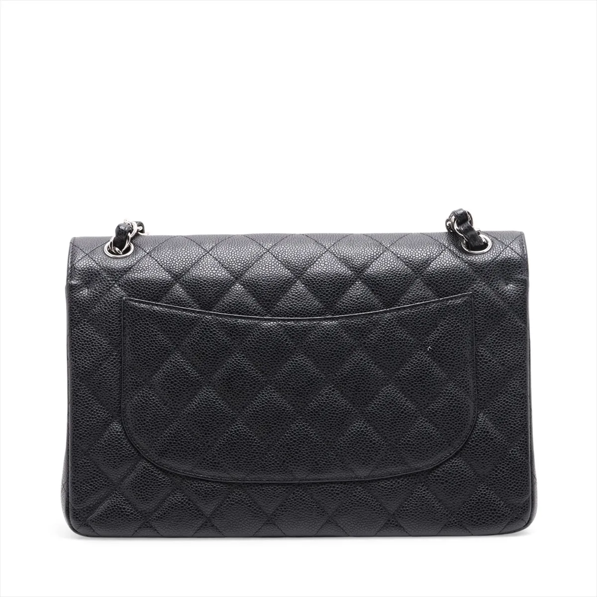[Individually packaged] Chanel Large Matelassé 30 Caviar Skin Double Flap Double Chain Bag, Black with Silver Hardware, 17316651, Serial Number 17, A58600 — view 2