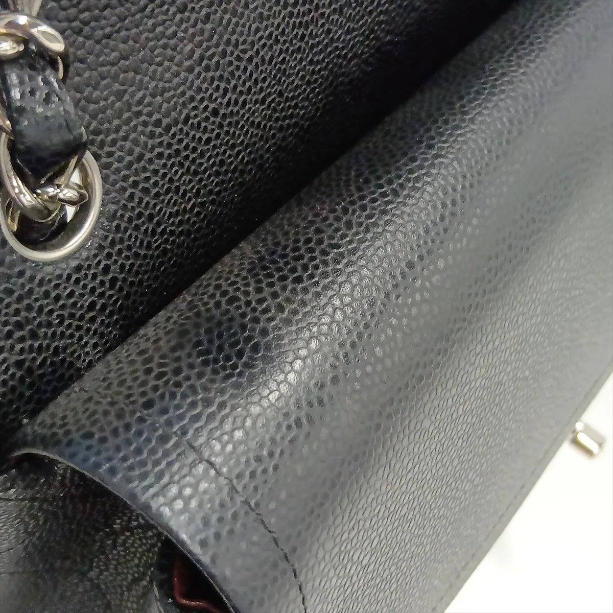[Individually packaged] Chanel Large Matelassé 30 Caviar Skin Double Flap Double Chain Bag, Black with Silver Hardware, 17316651, Serial Number 17, A58600 — view 15