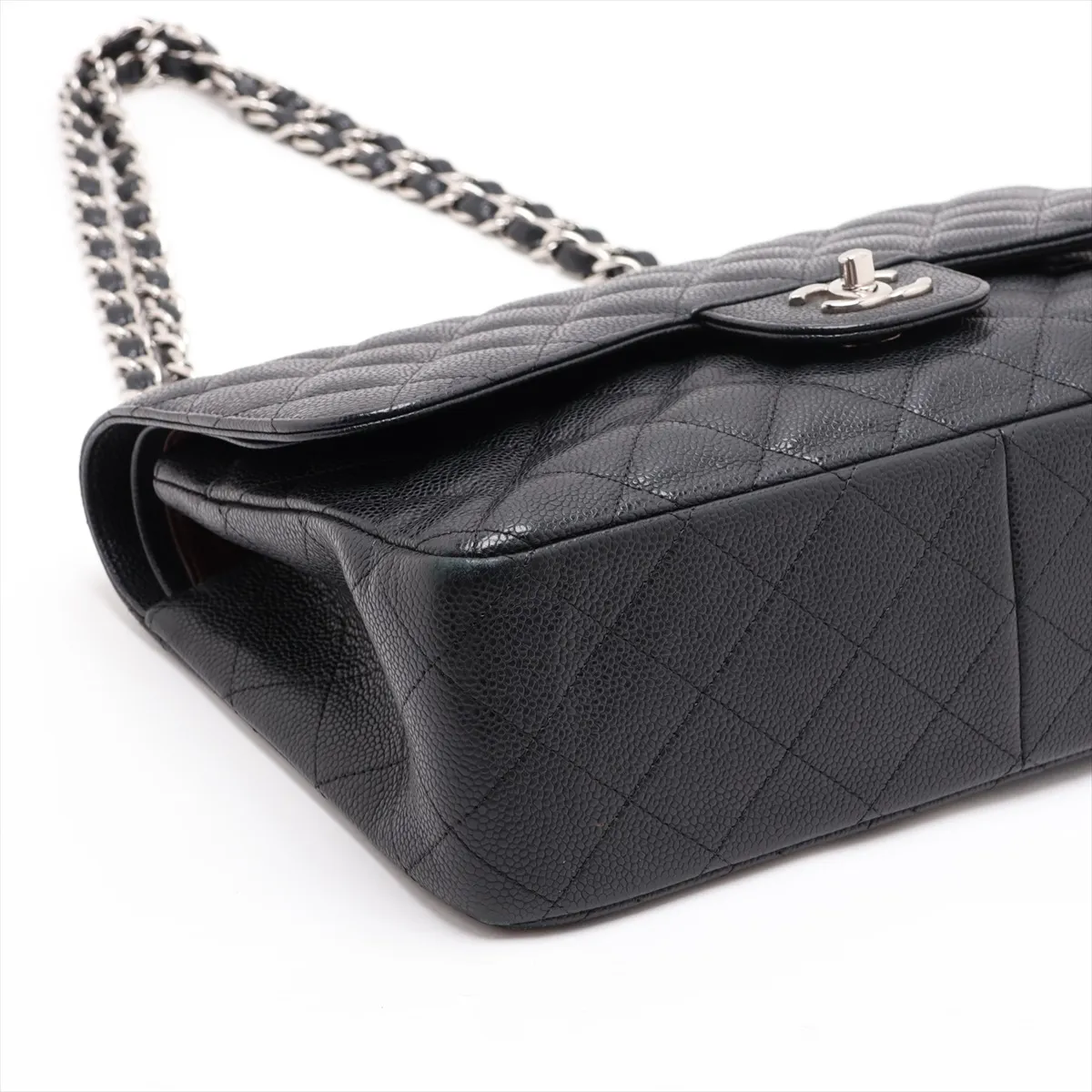 [Individually packaged] Chanel Large Matelassé 30 Caviar Skin Double Flap Double Chain Bag, Black with Silver Hardware, 17316651, Serial Number 17, A58600 — view 4