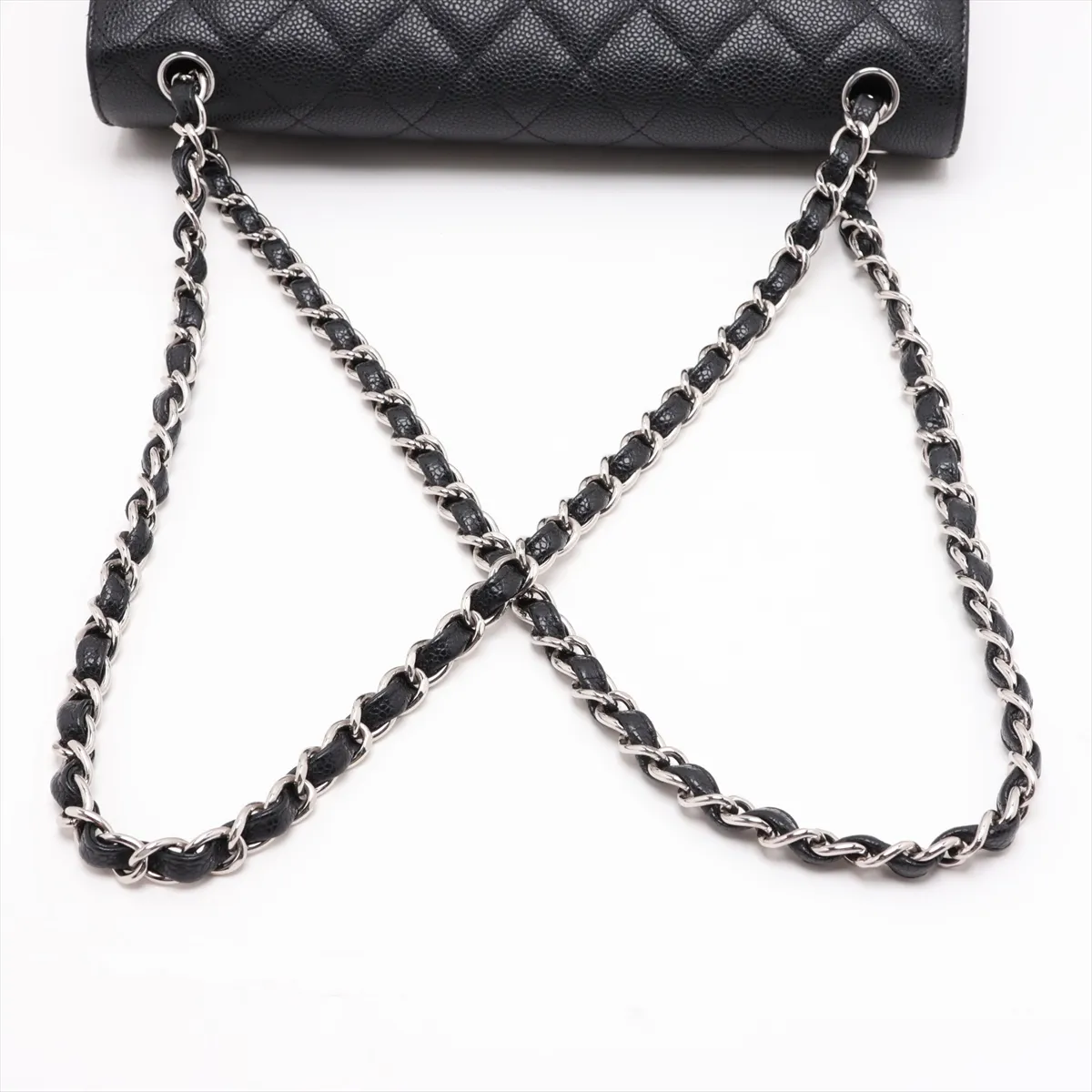 [Individually packaged] Chanel Large Matelassé 30 Caviar Skin Double Flap Double Chain Bag, Black with Silver Hardware, 17316651, Serial Number 17, A58600 — view 5