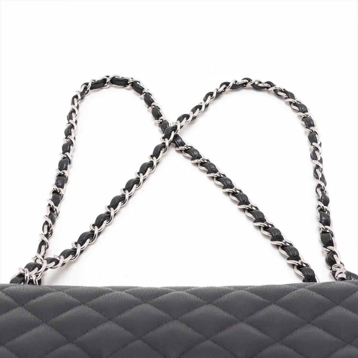 [Individually packaged] Chanel Large Matelassé 30 Caviar Skin Double Flap Double Chain Bag, Black with Silver Hardware, 17316651, Serial Number 17, A58600 — view 6