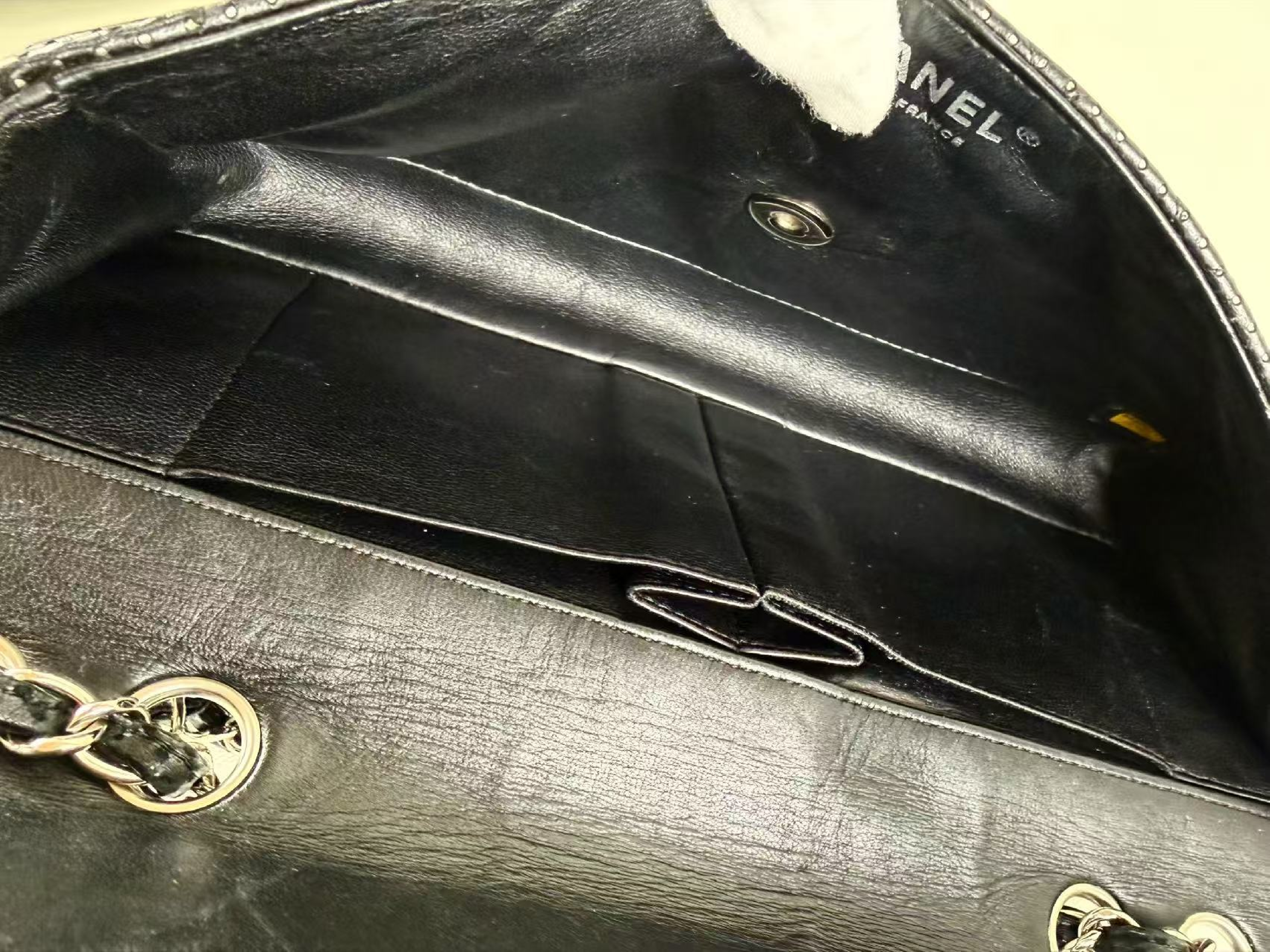 Black Matelassé East West Perforated Shoulder Bag, Approx. W25cm, Serial Number , with Dust Bag and Seal, Silver Hardware, Item Number 1156029 — view 15