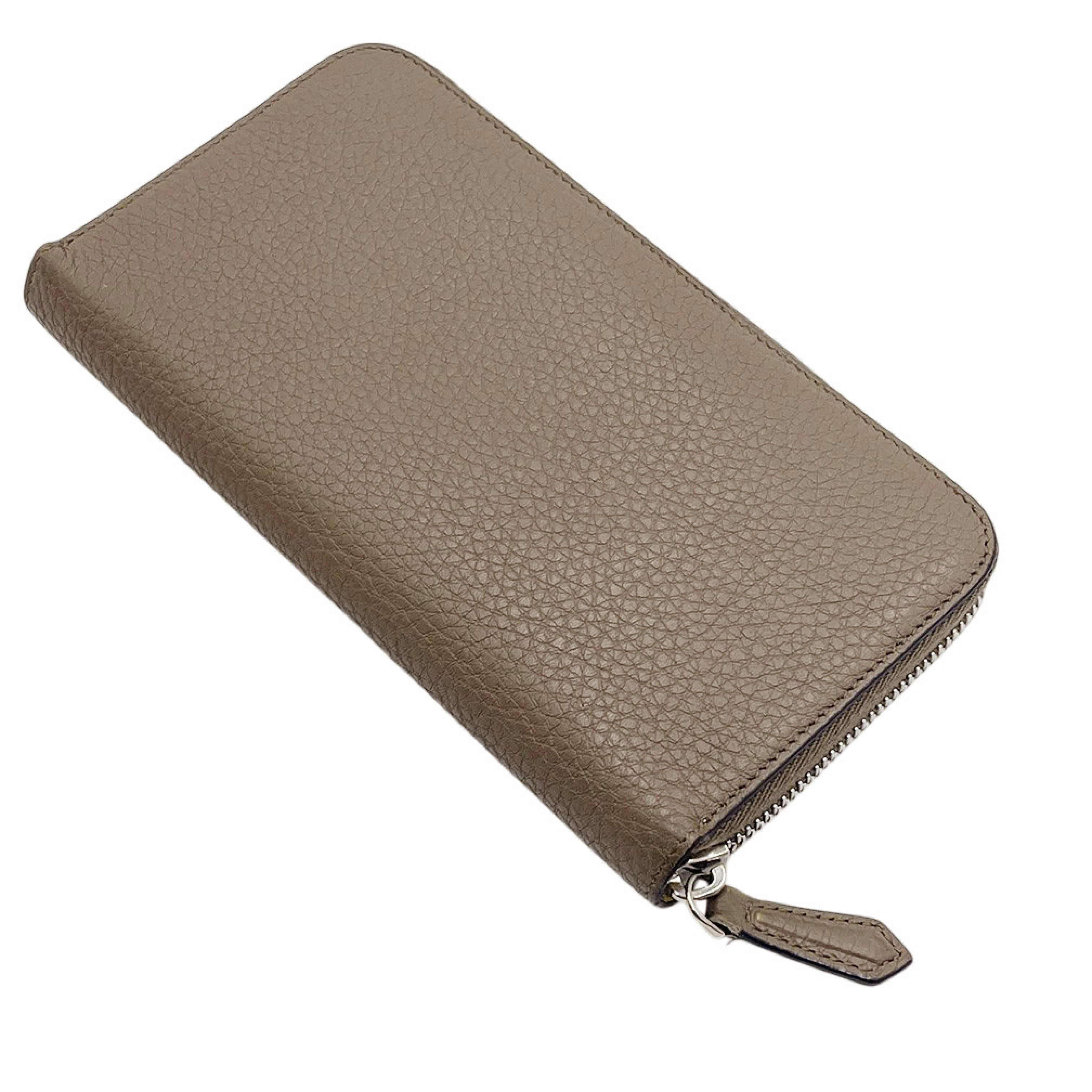 7M0210 Zip-Around Wallet, Leather, Genuine Leather, Logo Accent, Taupe. — view 4