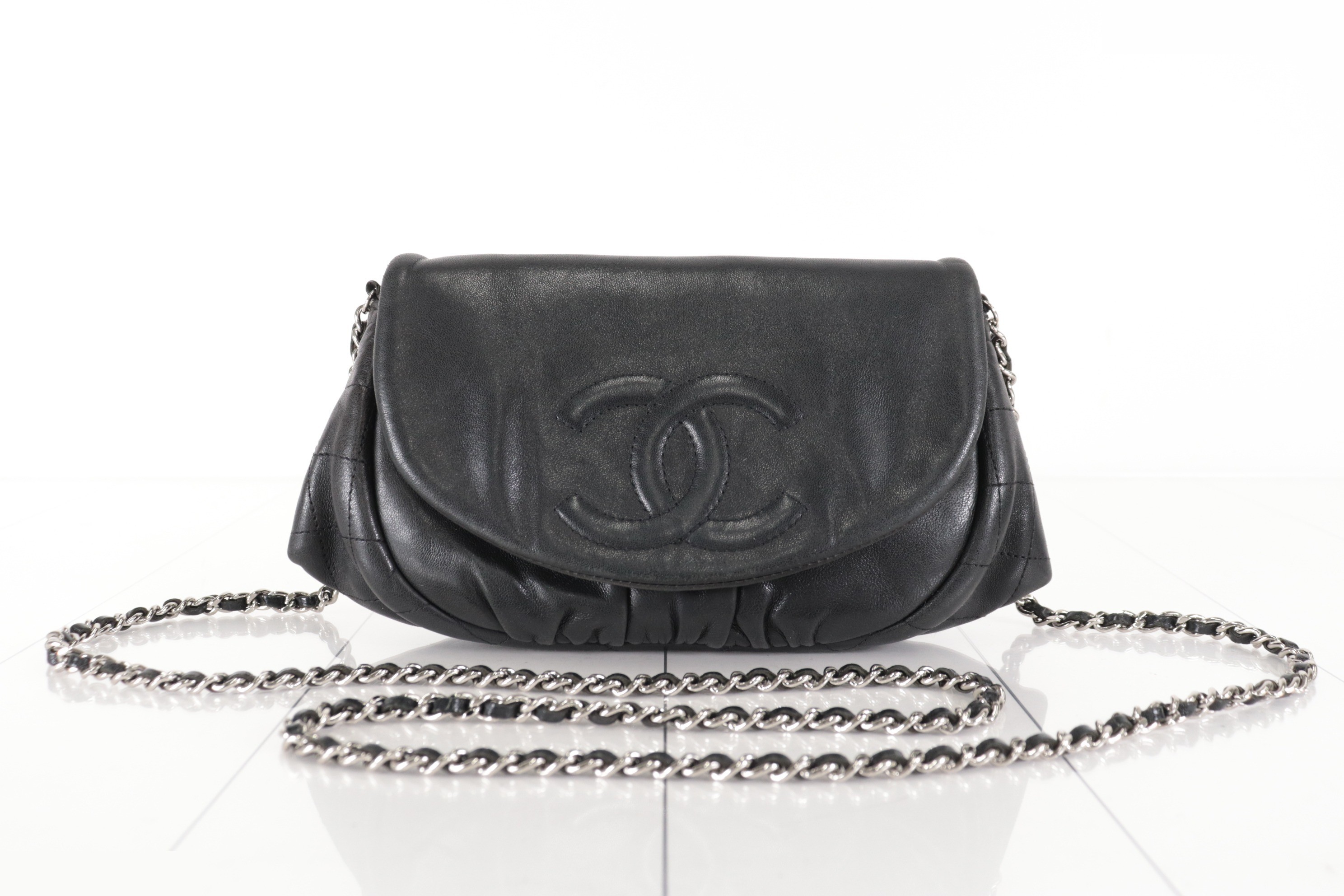 Coco Mark Lamb Chain Wallet, Silver Hardware, Series 14 — view 2