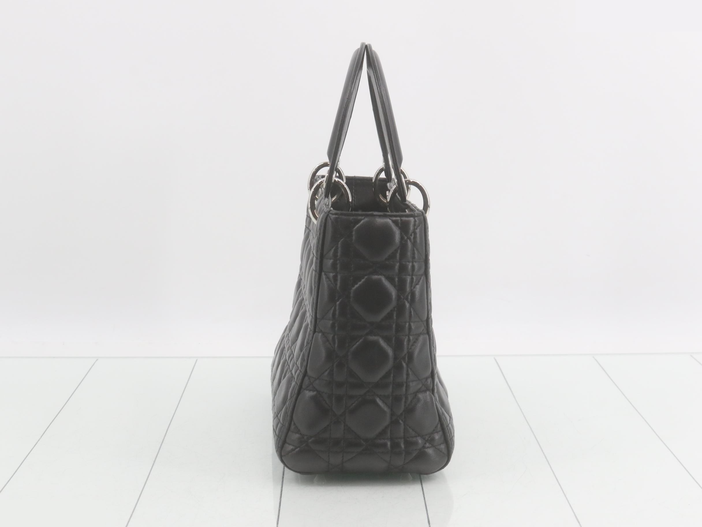 Lady Dior Medium Cannage 2-Way Lambskin Black Silver Hardware W24cm — view 4