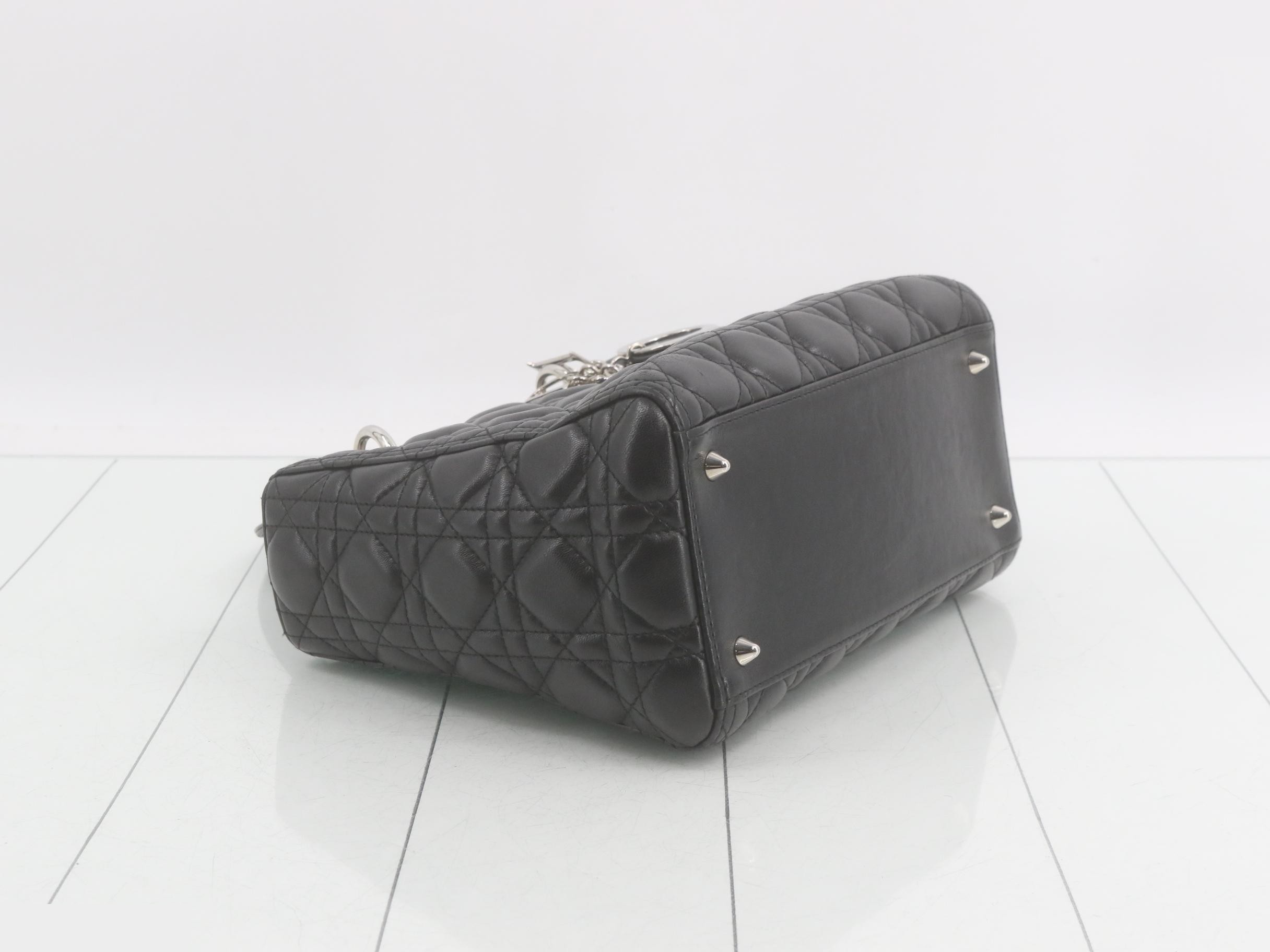 Lady Dior Medium Cannage 2-Way Lambskin Black Silver Hardware W24cm — view 5