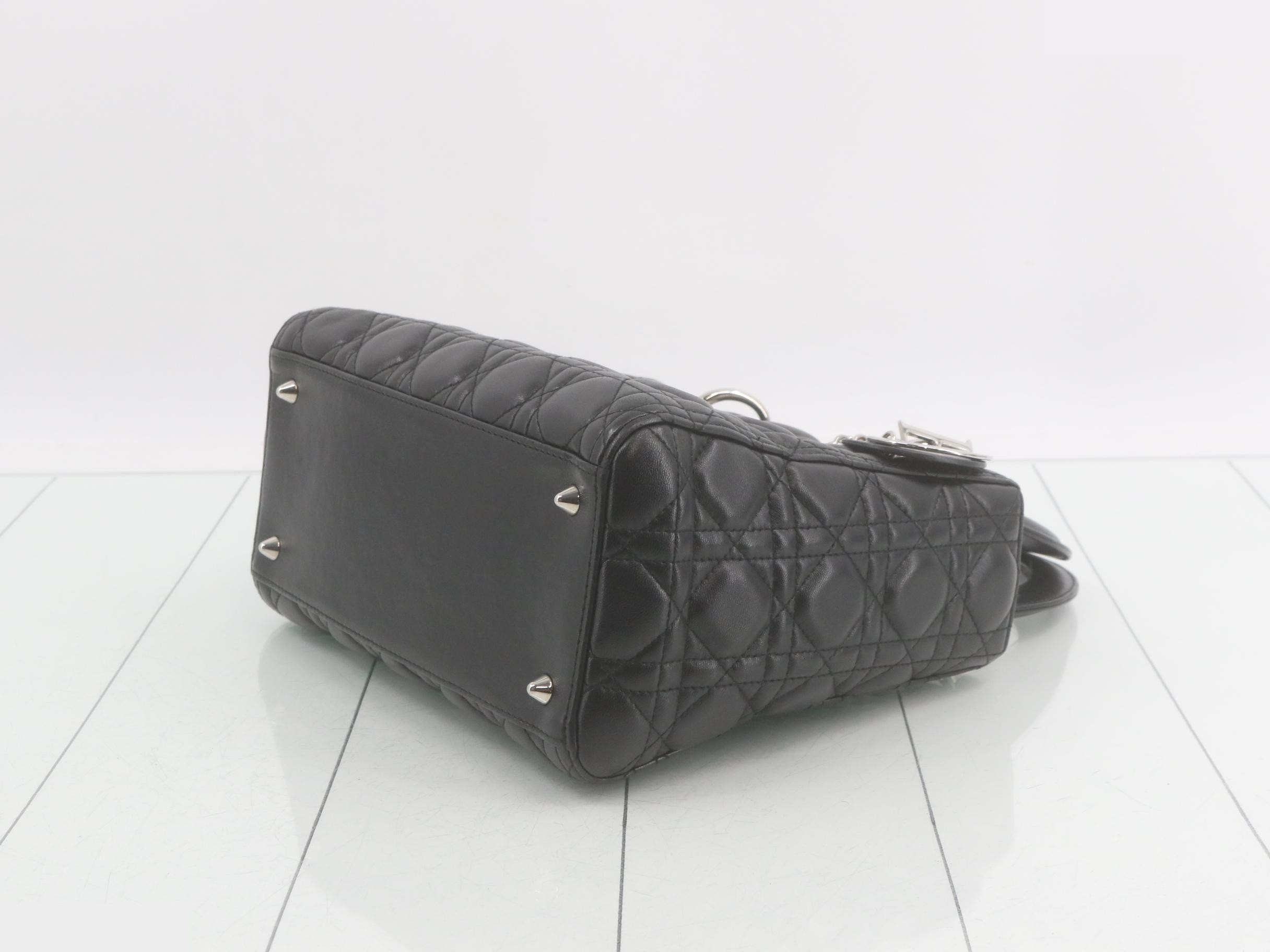 Lady Dior Medium Cannage 2-Way Lambskin Black Silver Hardware W24cm — view 6