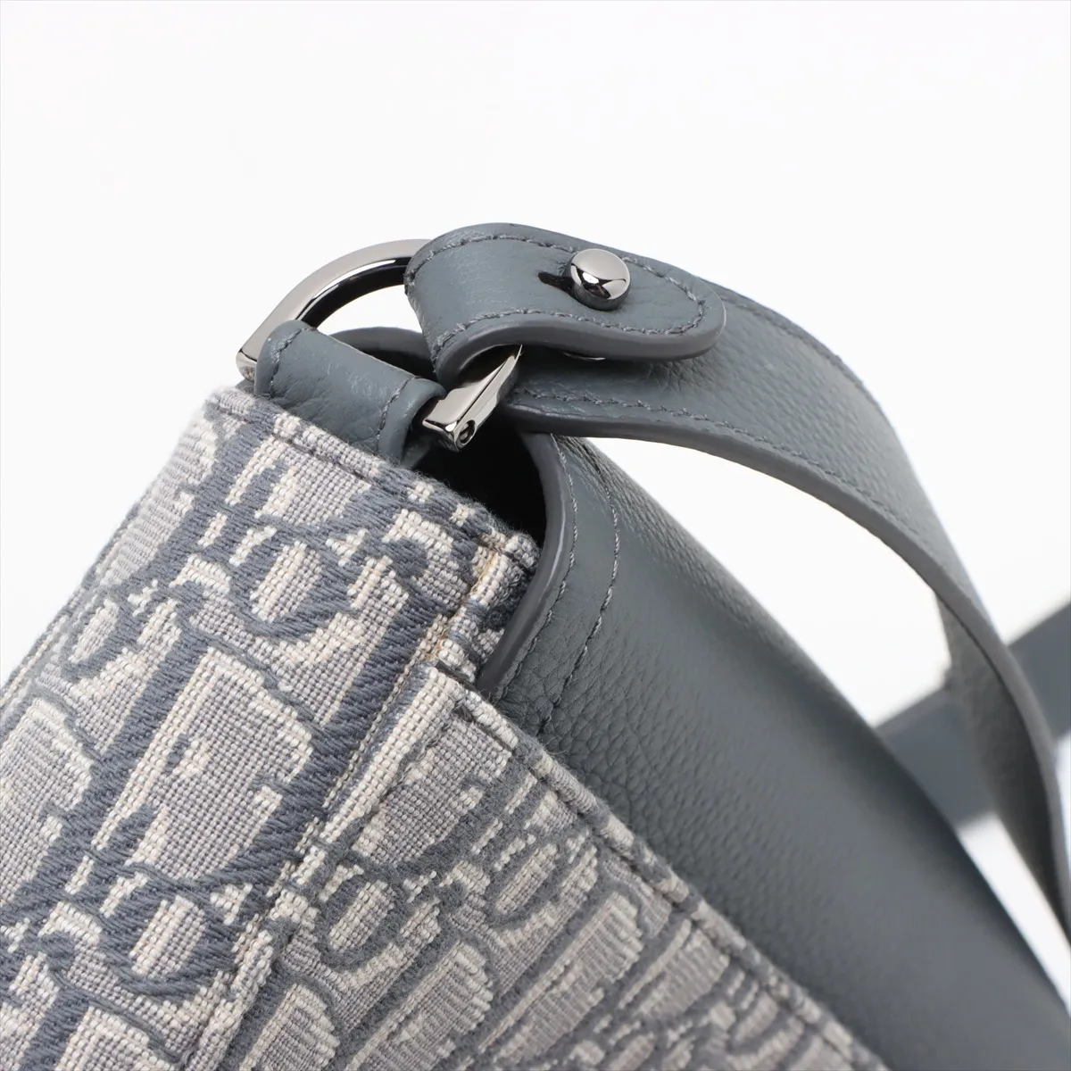 Oblique Saddle Canvas x Leather Shoulder Bag Gray — view 11