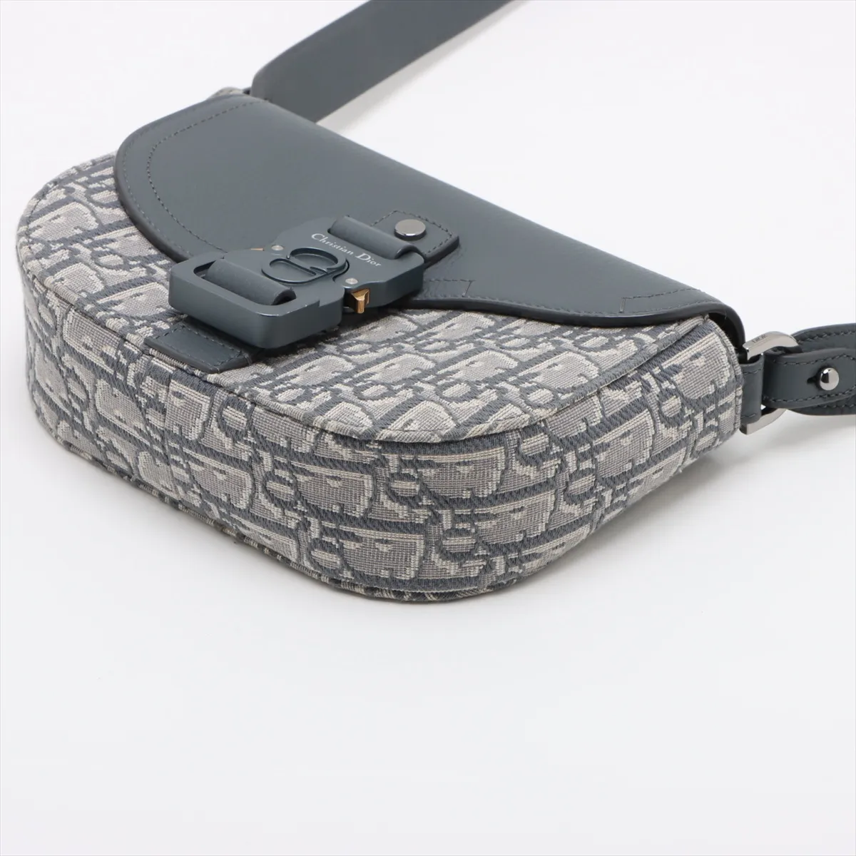Oblique Saddle Canvas x Leather Shoulder Bag Gray — view 3