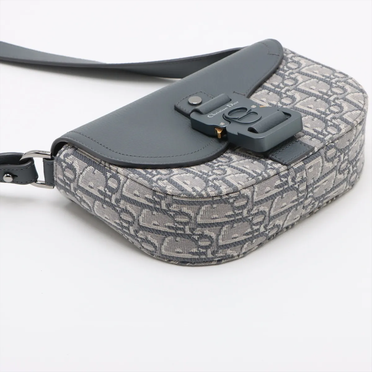 Oblique Saddle Canvas x Leather Shoulder Bag Gray — view 4