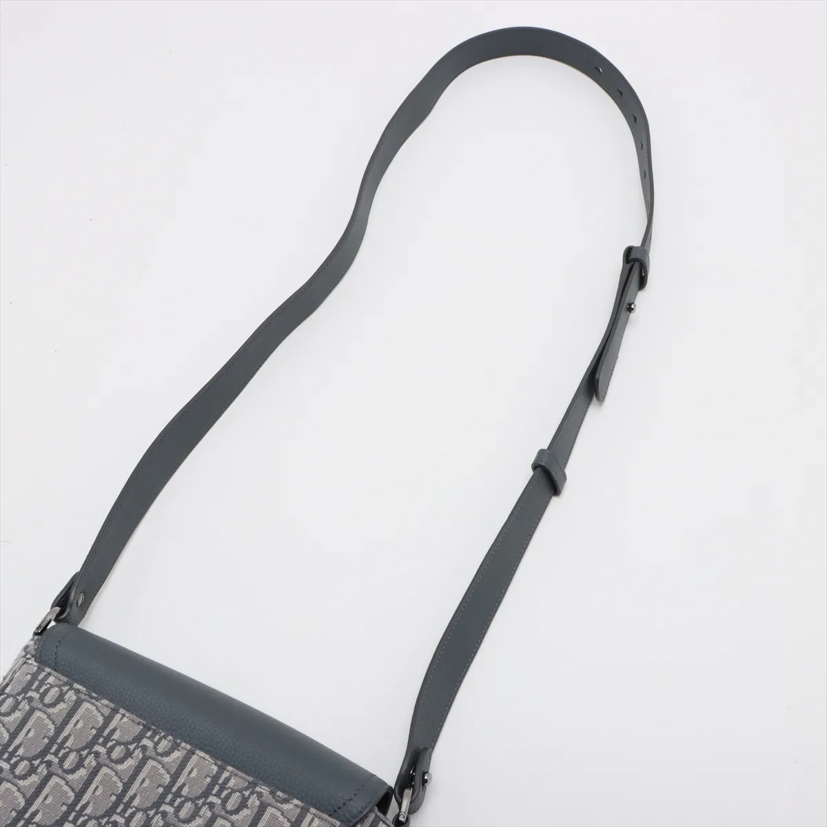 Oblique Saddle Canvas x Leather Shoulder Bag Gray — view 5