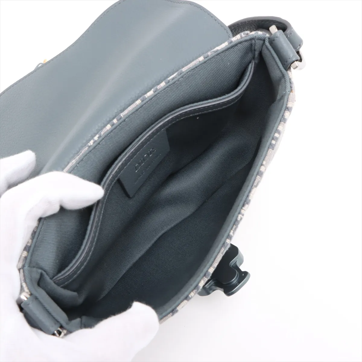 Oblique Saddle Canvas x Leather Shoulder Bag Gray — view 6