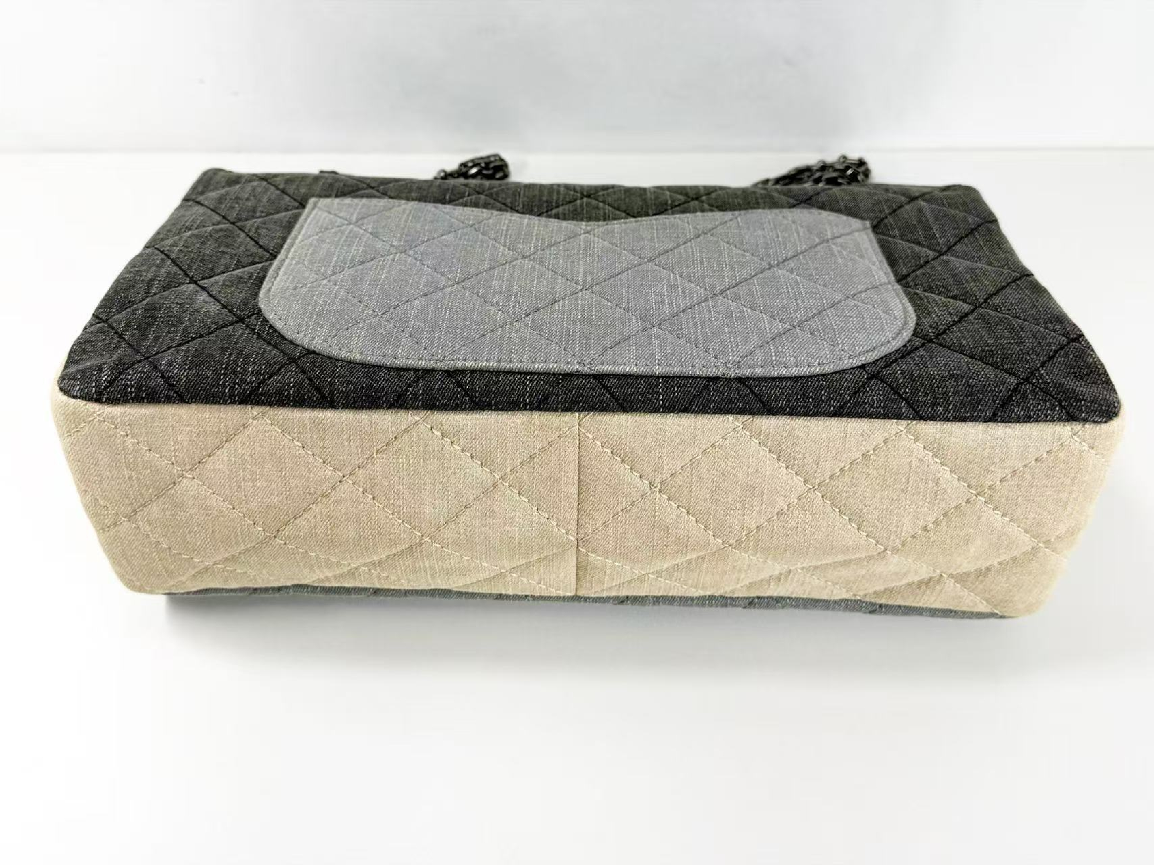 2.55 Denim Multicolor Double Flap Shoulder Bag, W32/H20/D10cm (approx.), serial number in the 13 range. Includes gold seal, authenticity card, booklet, and sticker. Vintage silver hardware. Item number 13467610. — view 10