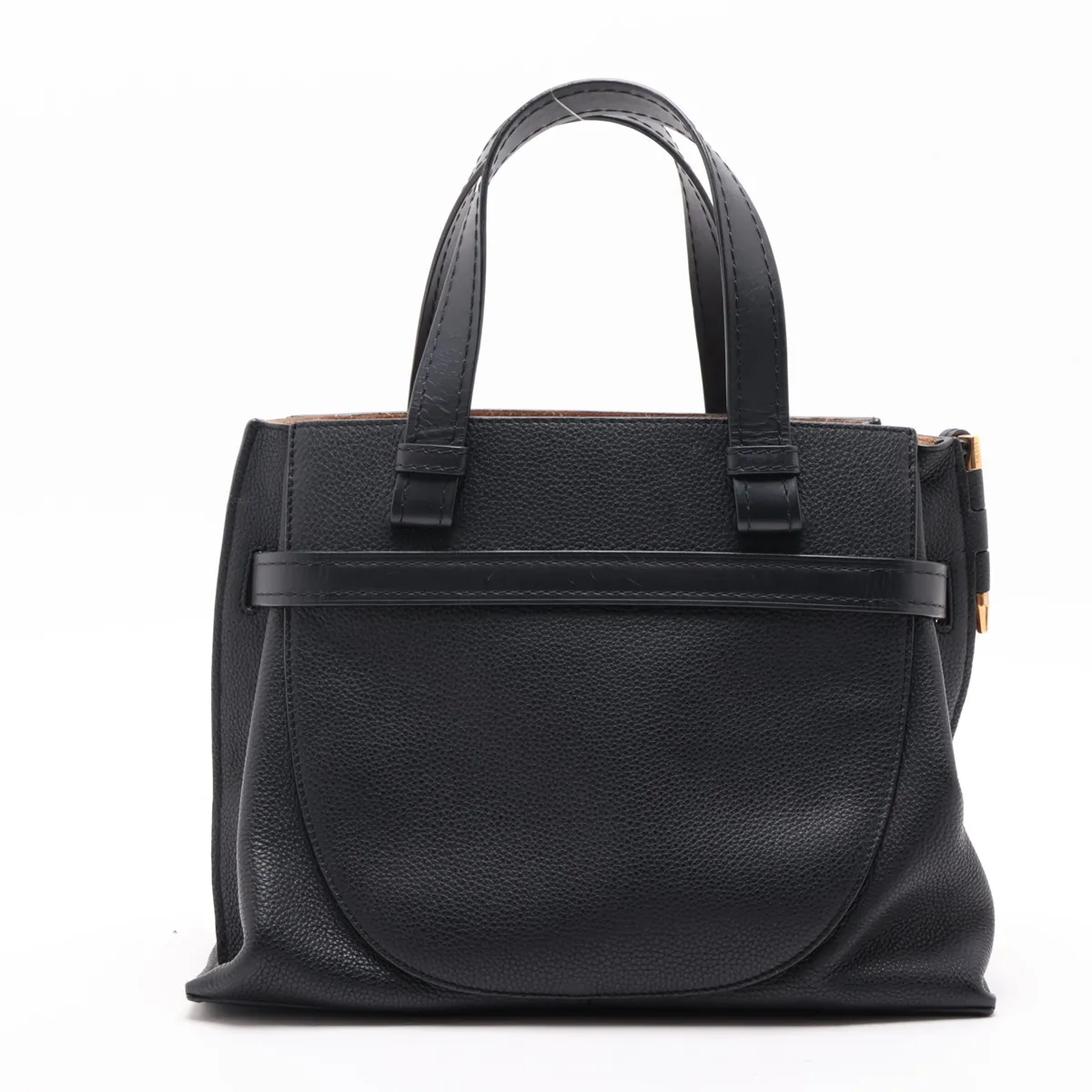 Gate Top Handle Leather 2-Way Handbag, Black — view 2