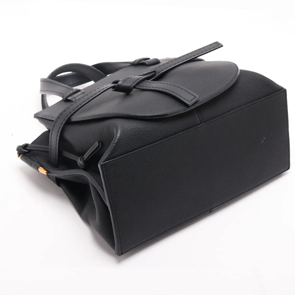 Gate Top Handle Leather 2-Way Handbag, Black — view 4