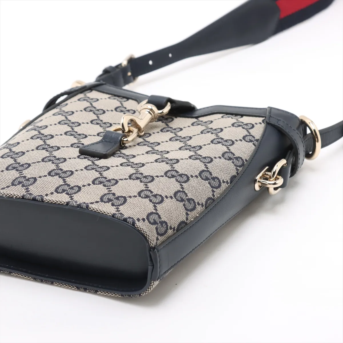 GG Canvas Mini Bucket Bag Canvas x Leather Shoulder Bag Navy 782919 — view 3