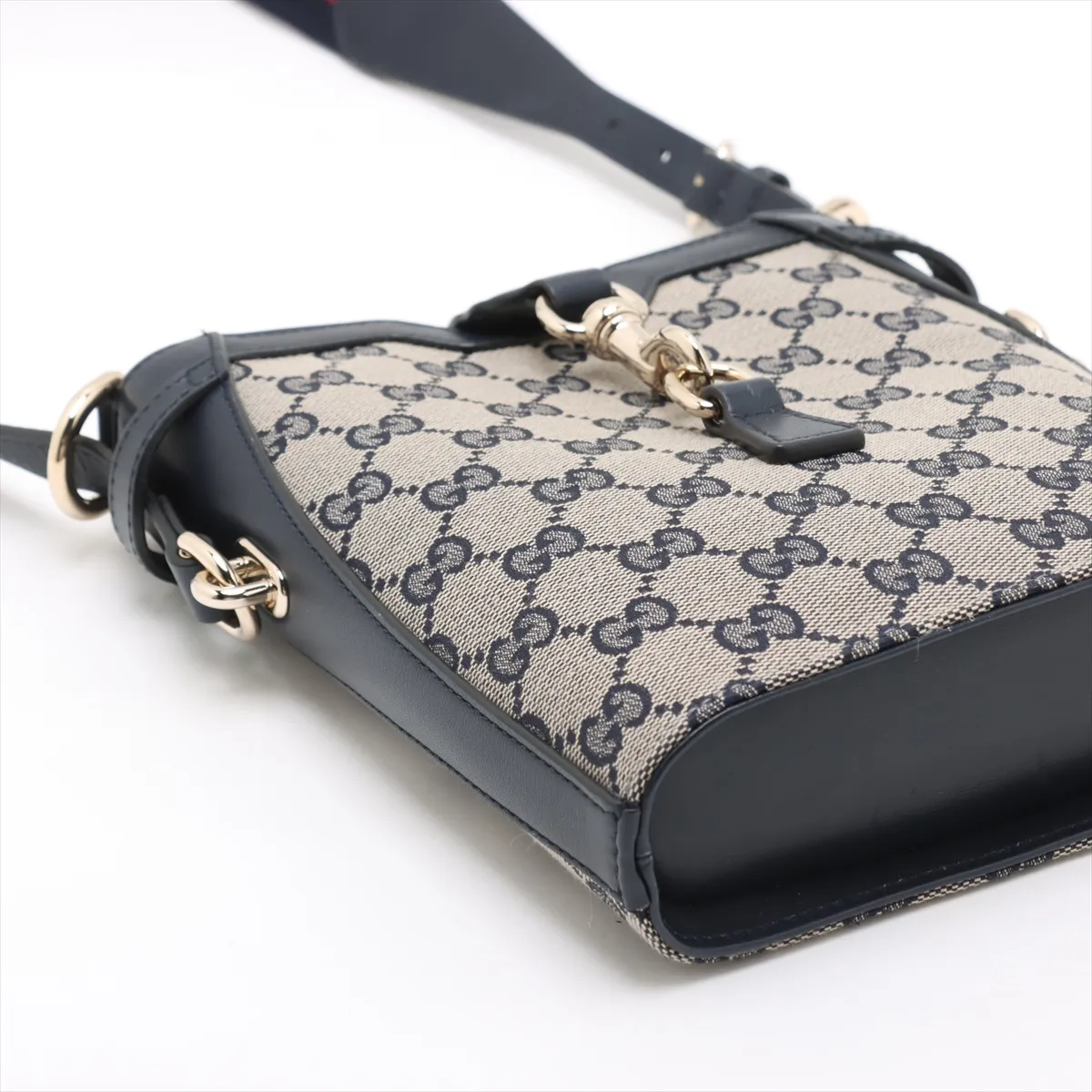 GG Canvas Mini Bucket Bag Canvas x Leather Shoulder Bag Navy 782919 — view 4