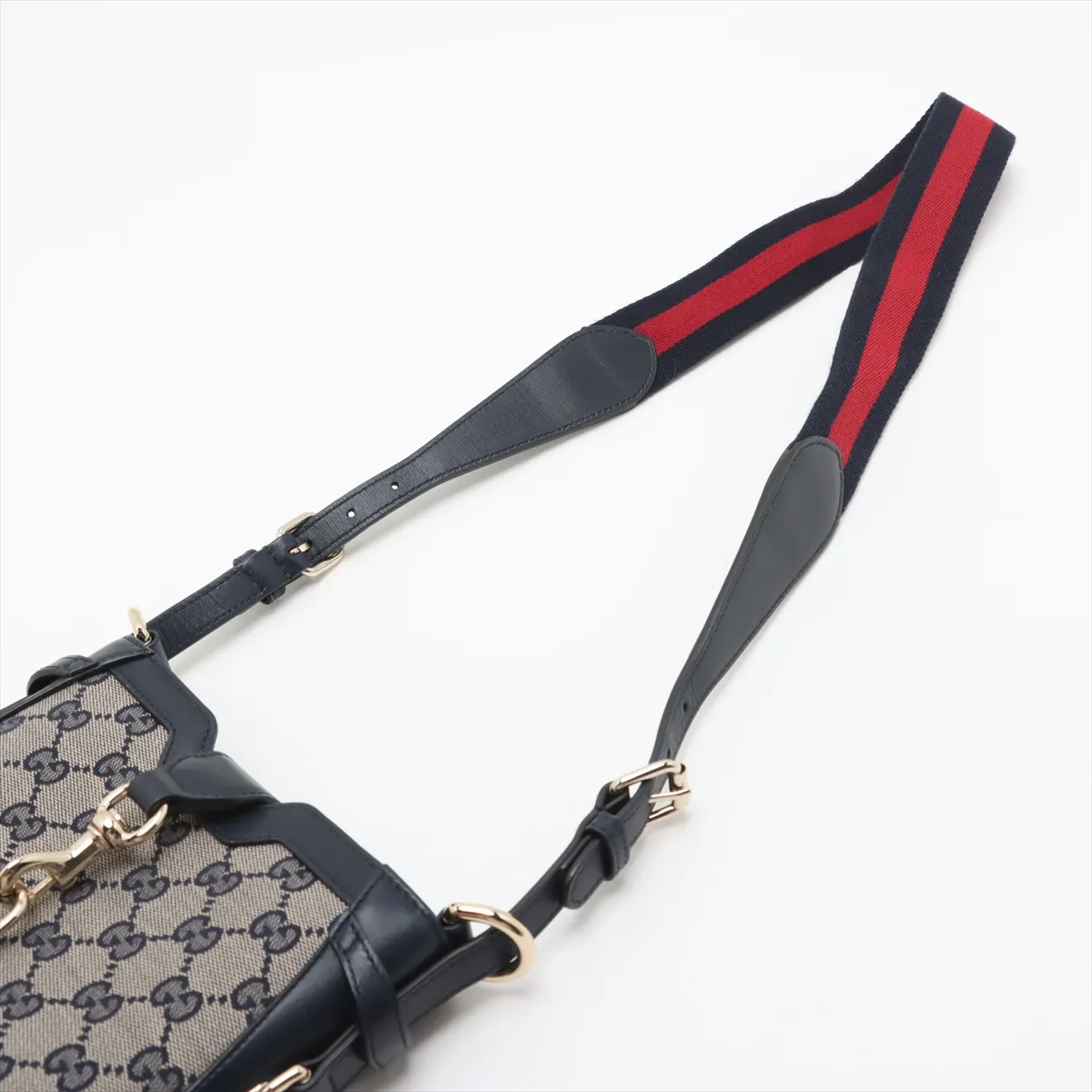 GG Canvas Mini Bucket Bag Canvas x Leather Shoulder Bag Navy 782919 — view 5