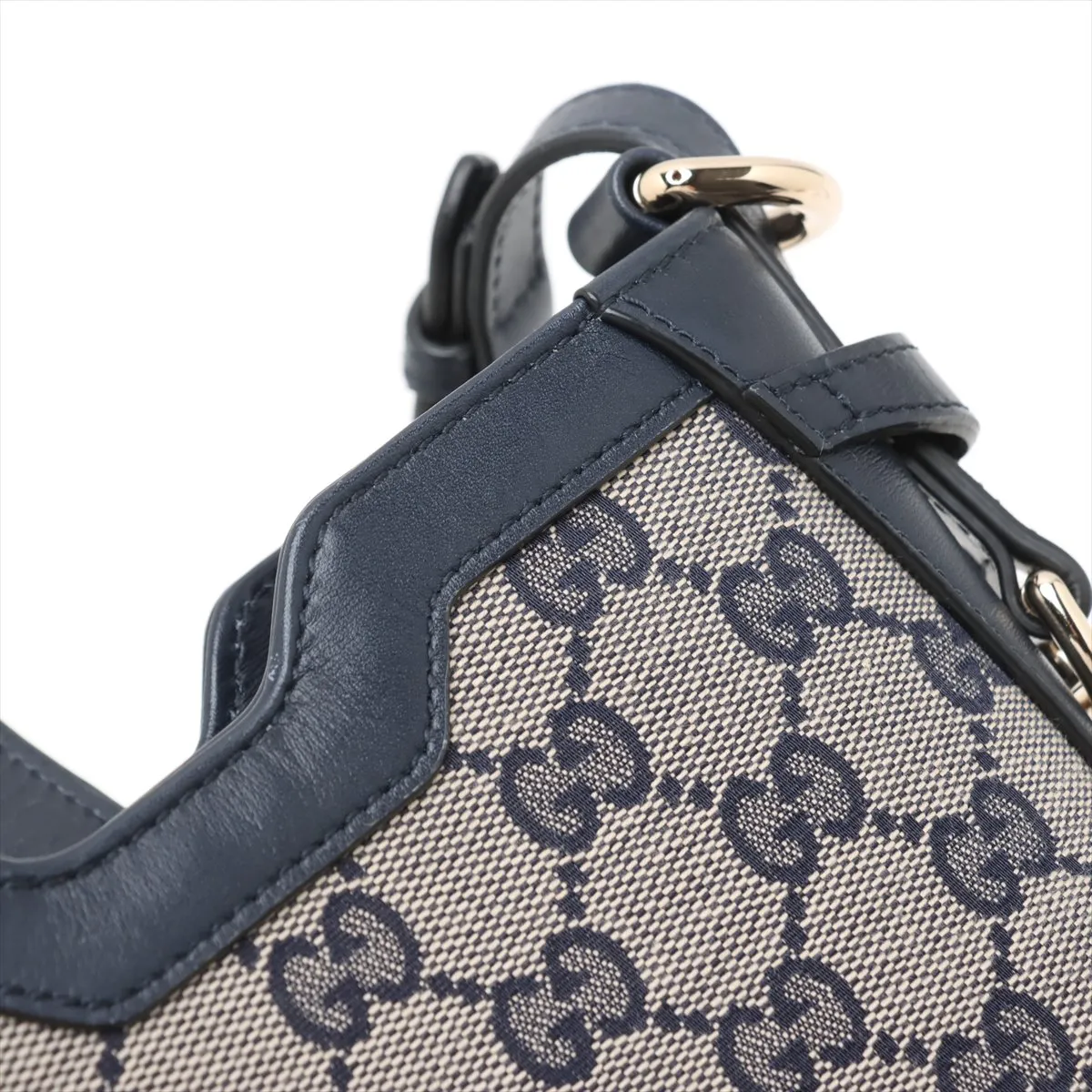 GG Canvas Mini Bucket Bag Canvas x Leather Shoulder Bag Navy 782919 — view 8
