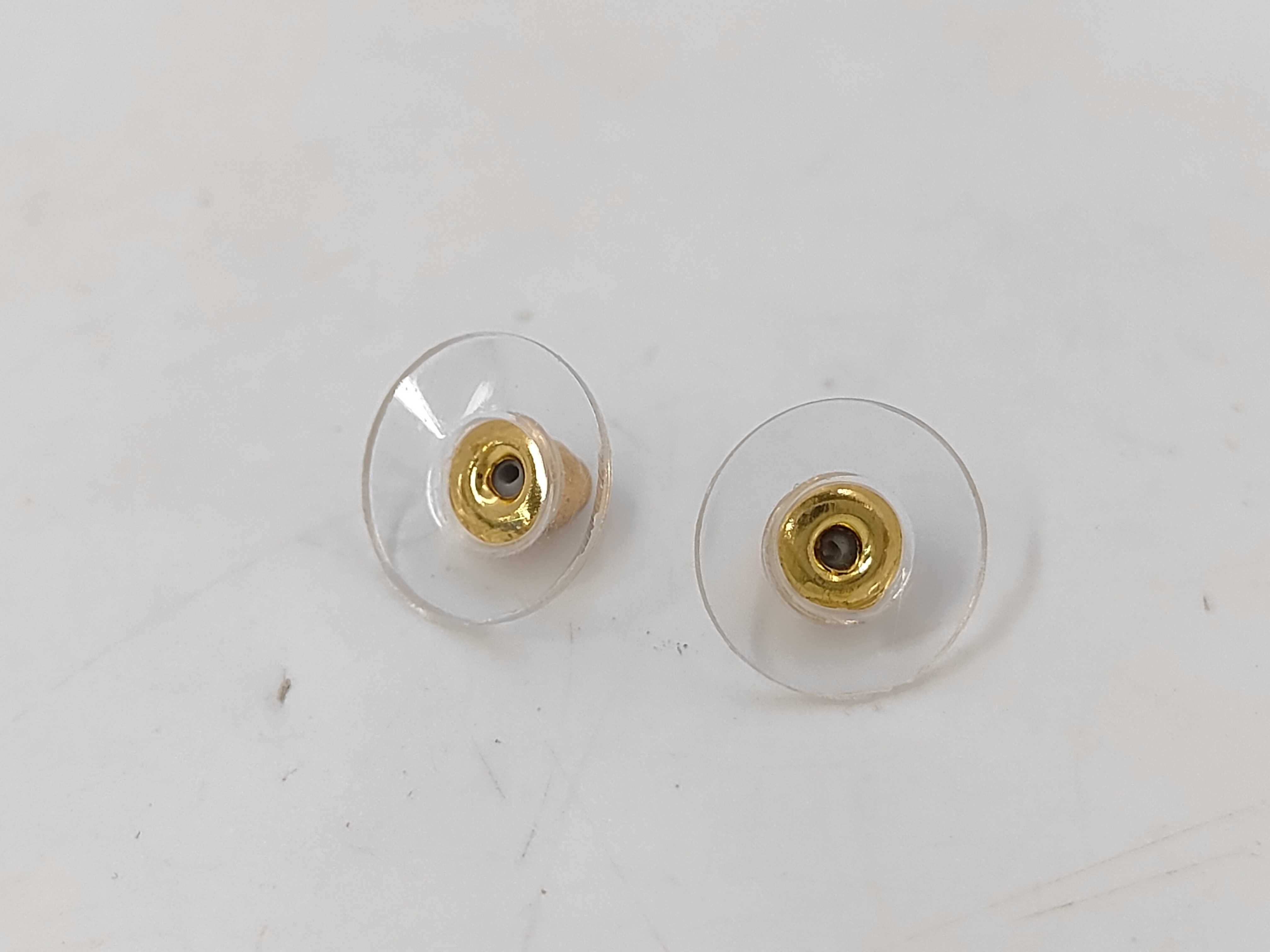 earrings, square design, Coco Mark, green stone, 08A. — view 4