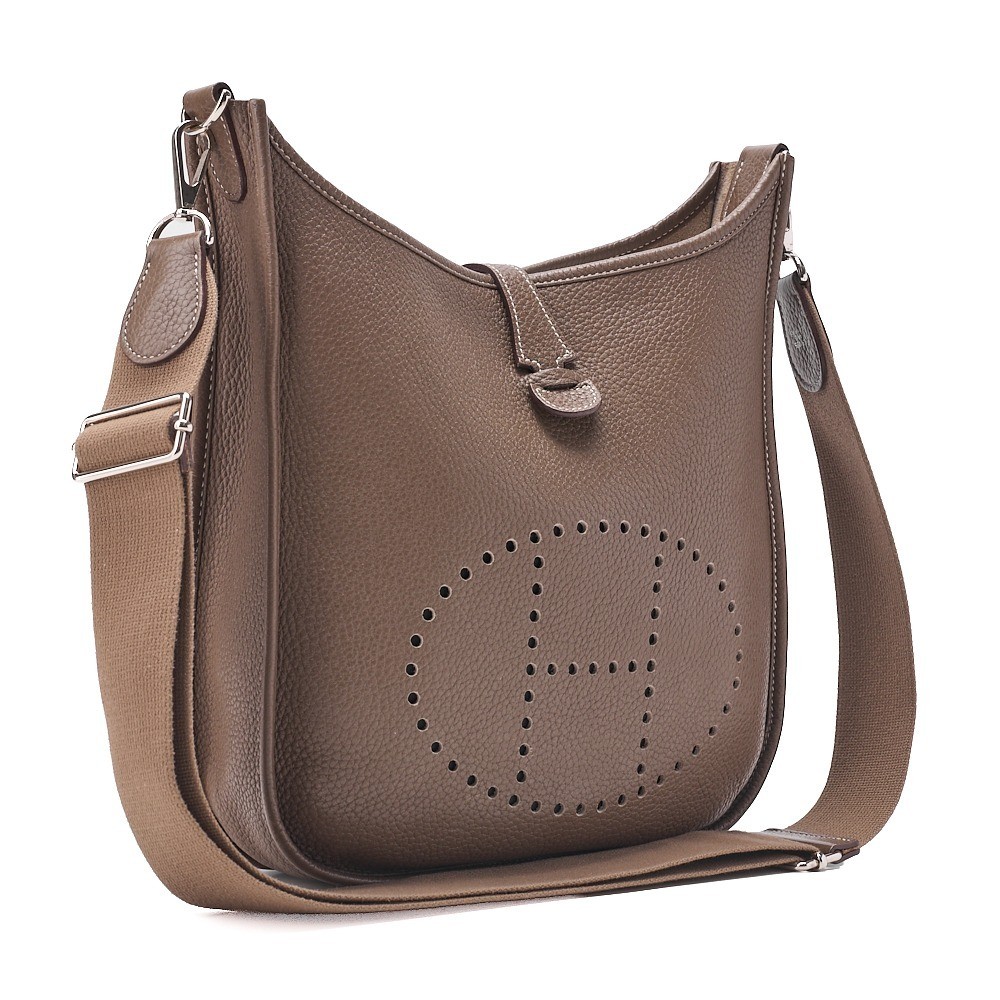 Evelyne PM 3 Trois Taurillon Clemence Shoulder Bag, Etoupe — view 3