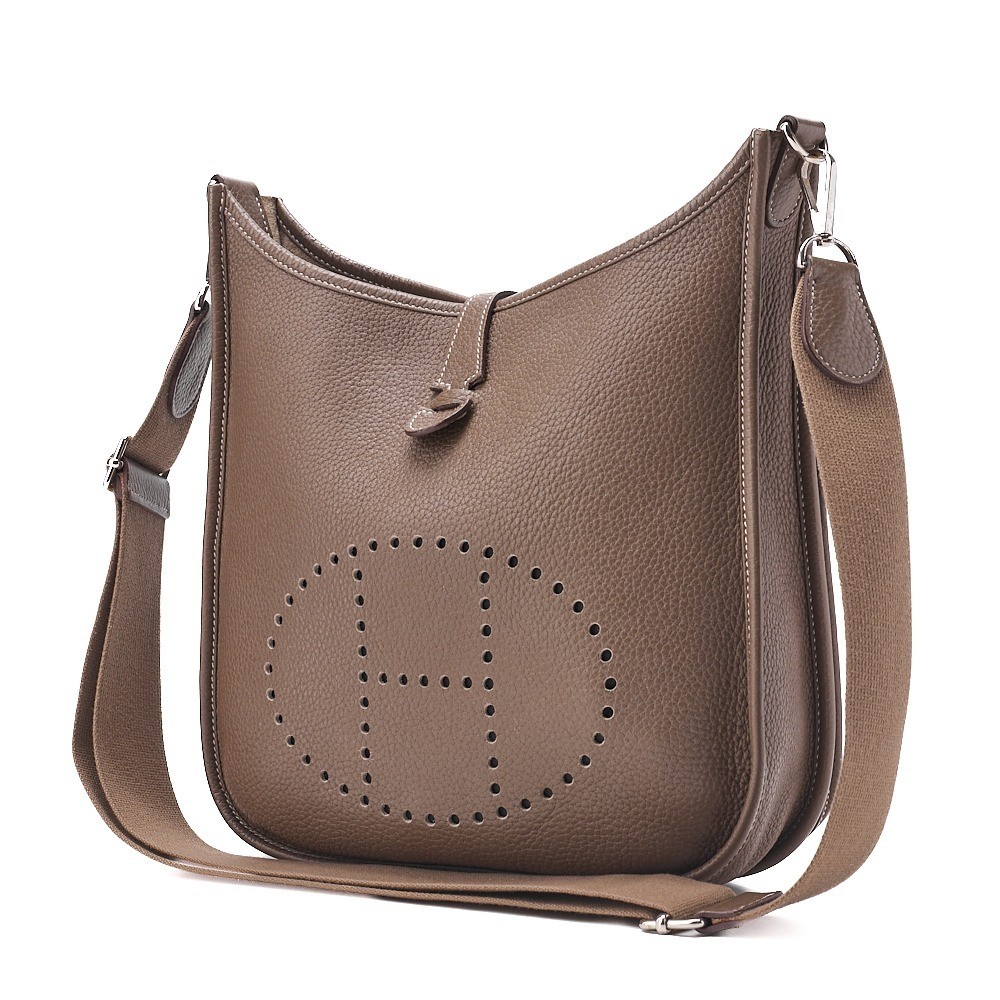 Evelyne PM 3 Trois Taurillon Clemence Shoulder Bag, Etoupe — view 4