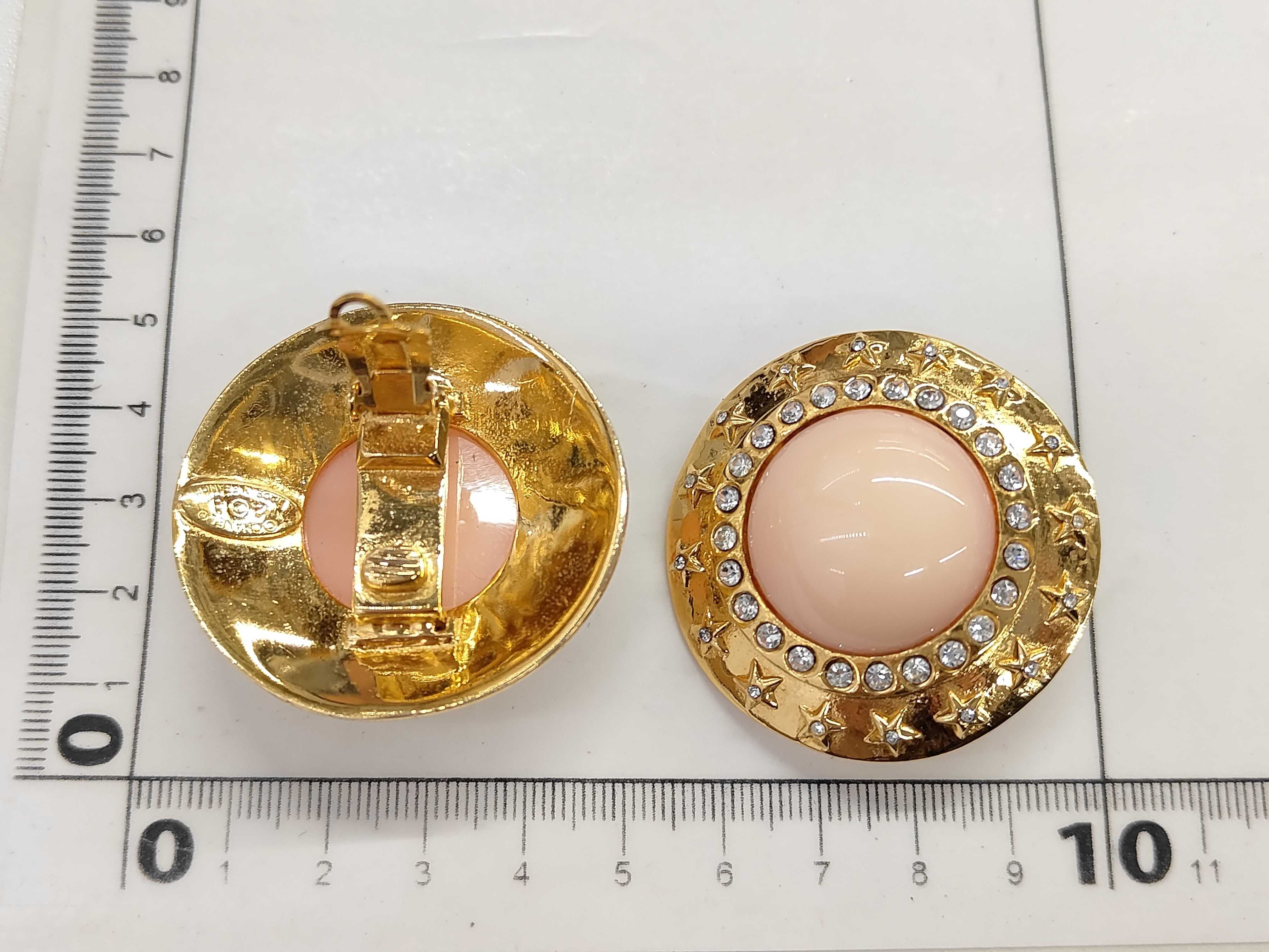 Star Rhinestone Pink Stone Gold Earrings — view 6