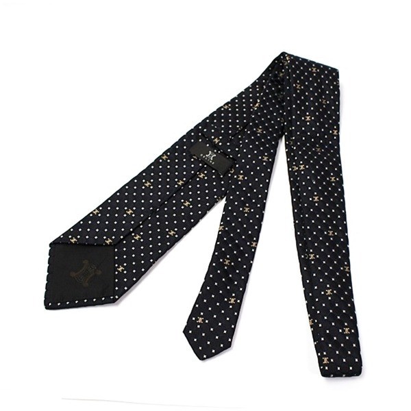 silk tie, polka dot pattern, Triomphe pattern, black — view 2