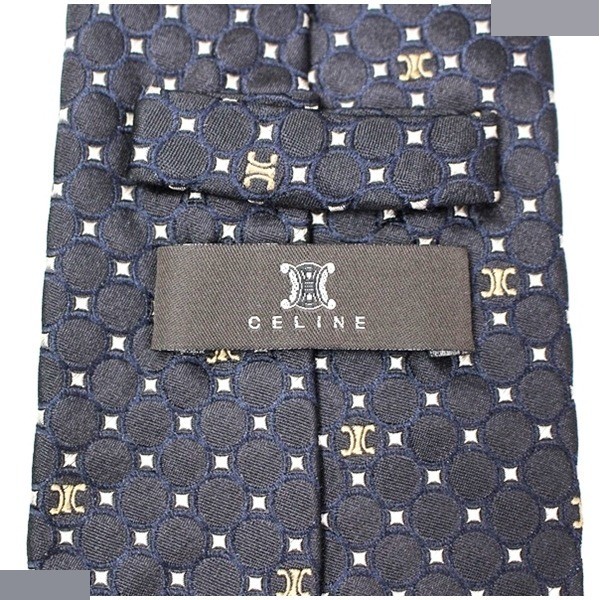silk tie, polka dot pattern, Triomphe pattern, black — view 3