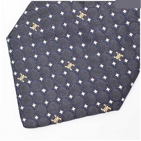 silk tie, polka dot pattern, Triomphe pattern, black — view 4