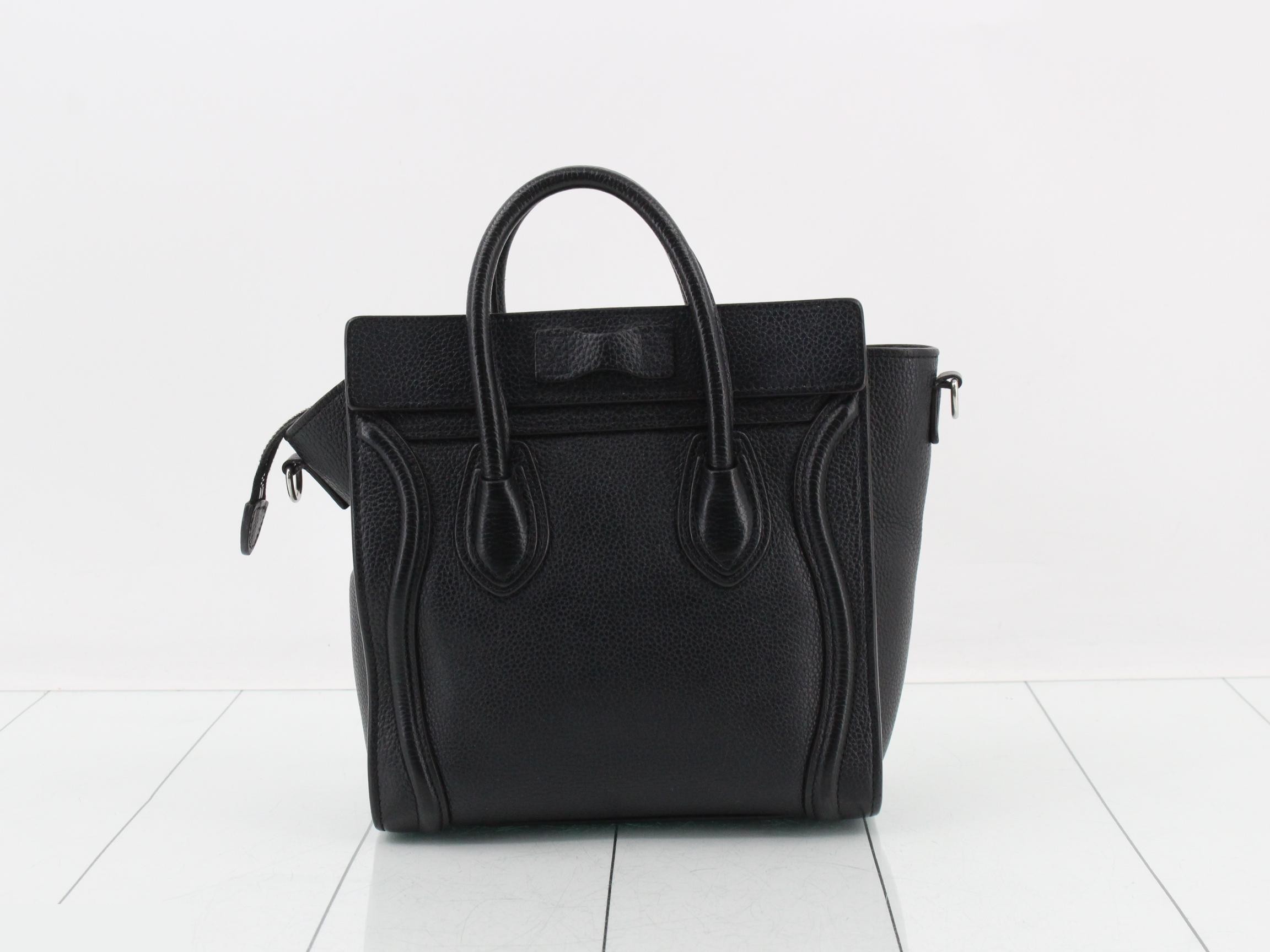 Luggage Nano Shopper Leather Handbag, Black — view 2
