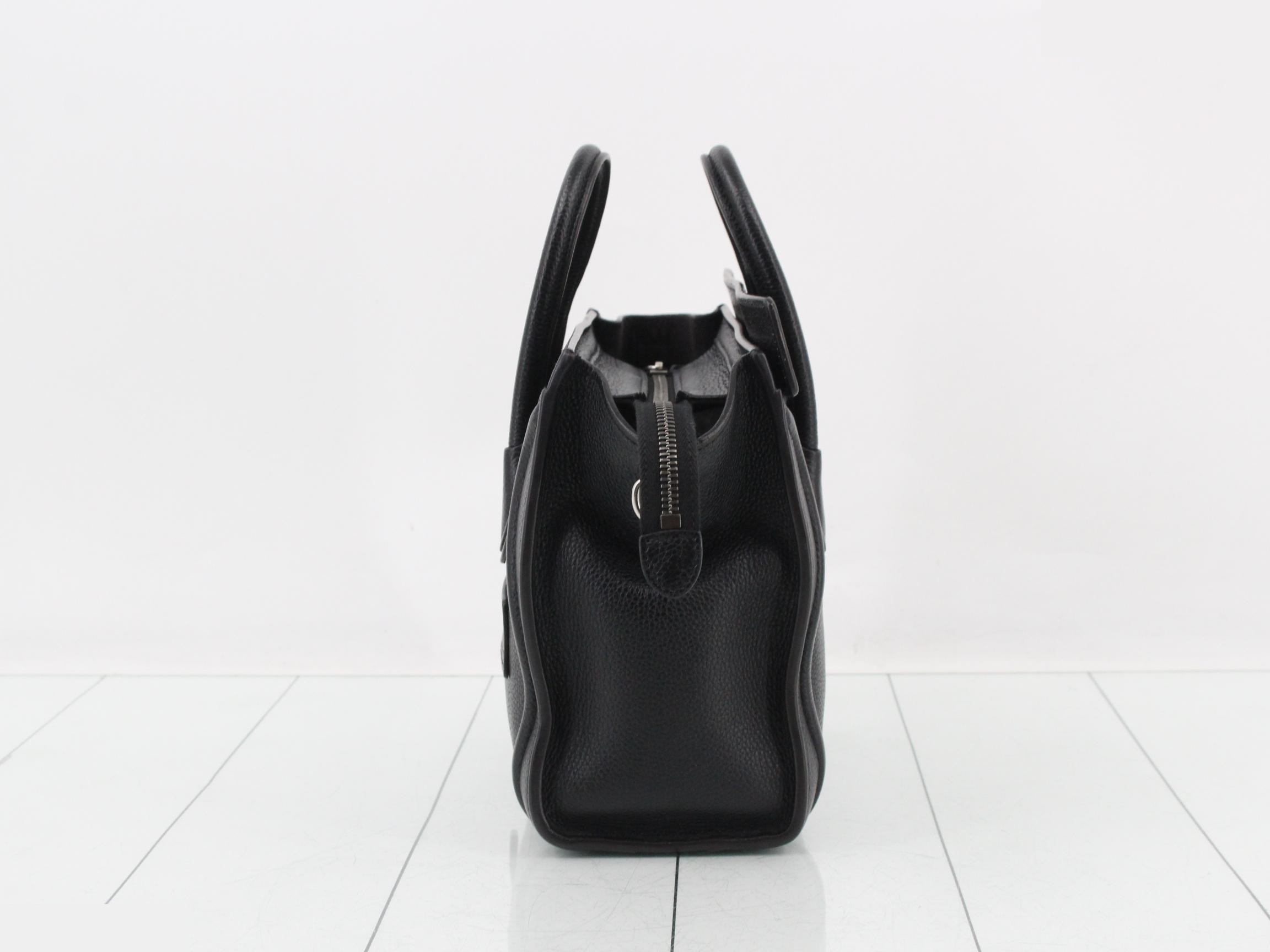 Luggage Nano Shopper Leather Handbag, Black — view 3