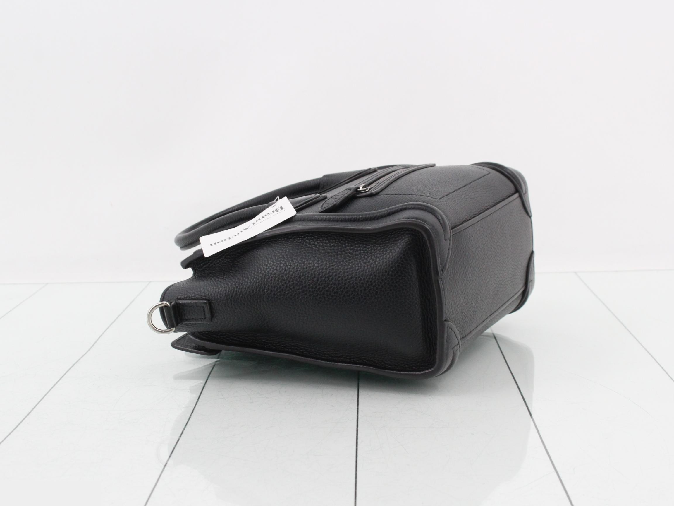 Luggage Nano Shopper Leather Handbag, Black — view 5