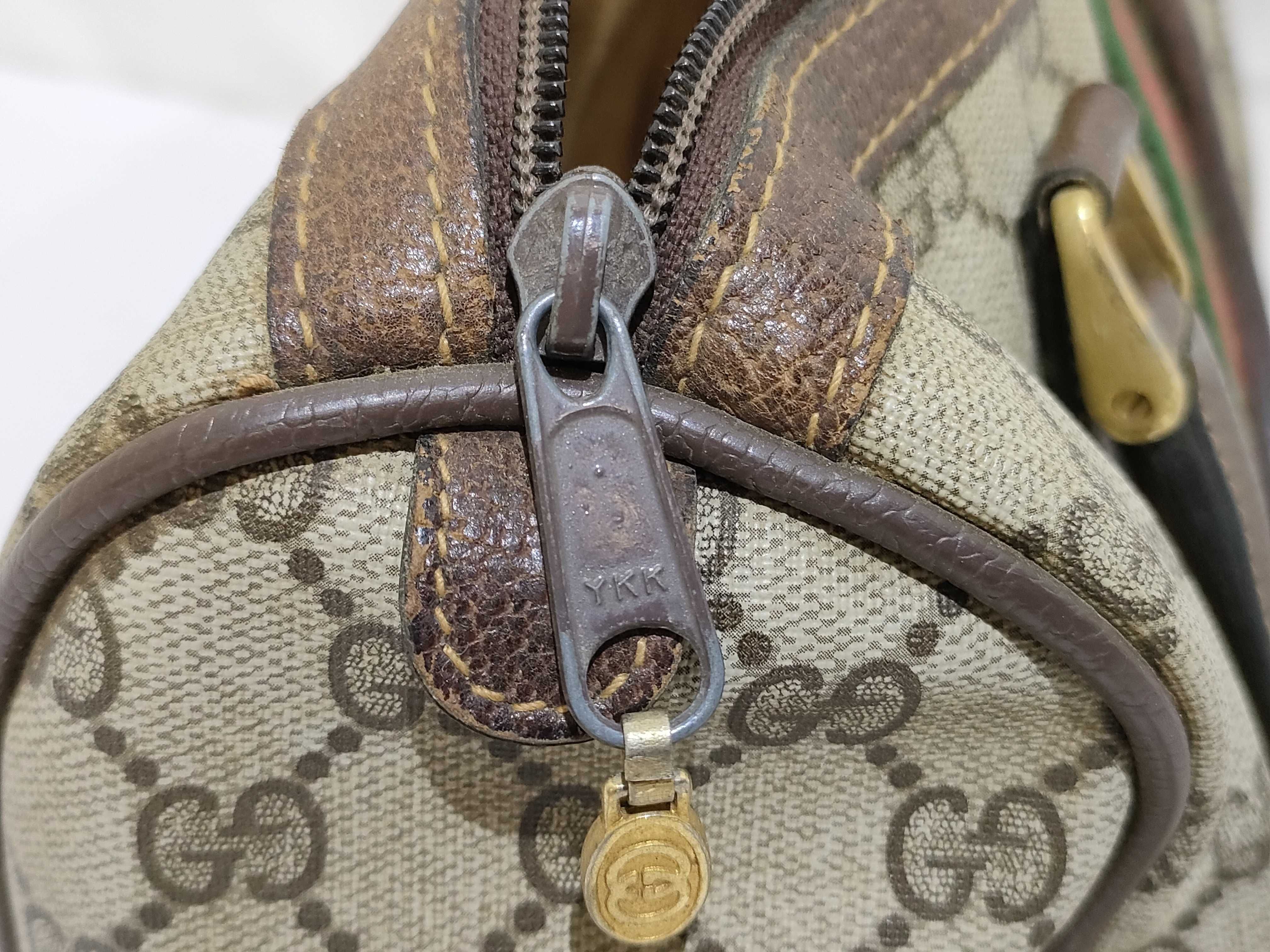 GG Supreme Gucci 24 012 3841 GG Supreme Sherry Line Mini Boston Bag PVC Leather Brown Handbag — view 13