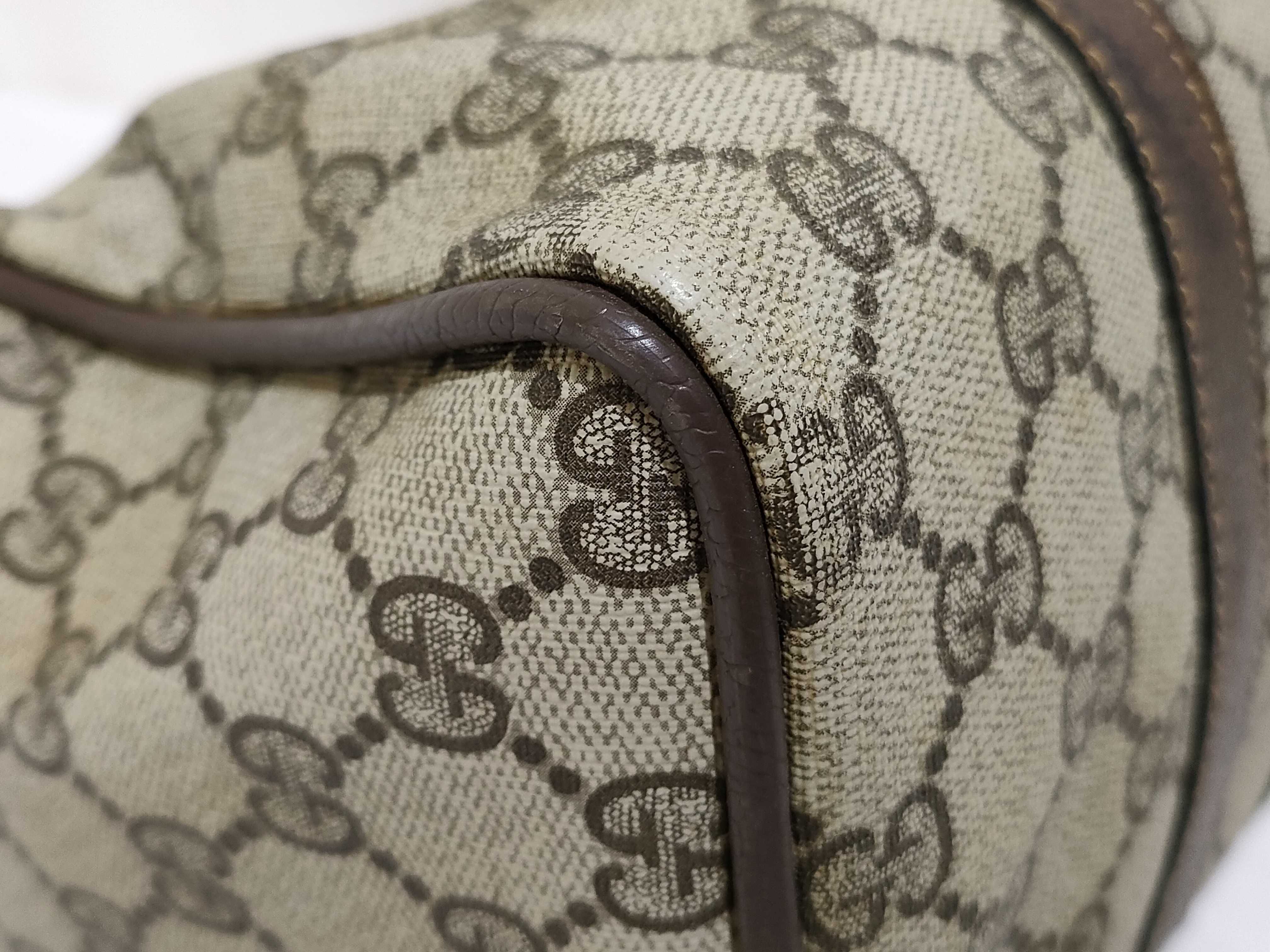 GG Supreme Gucci 24 012 3841 GG Supreme Sherry Line Mini Boston Bag PVC Leather Brown Handbag — view 6