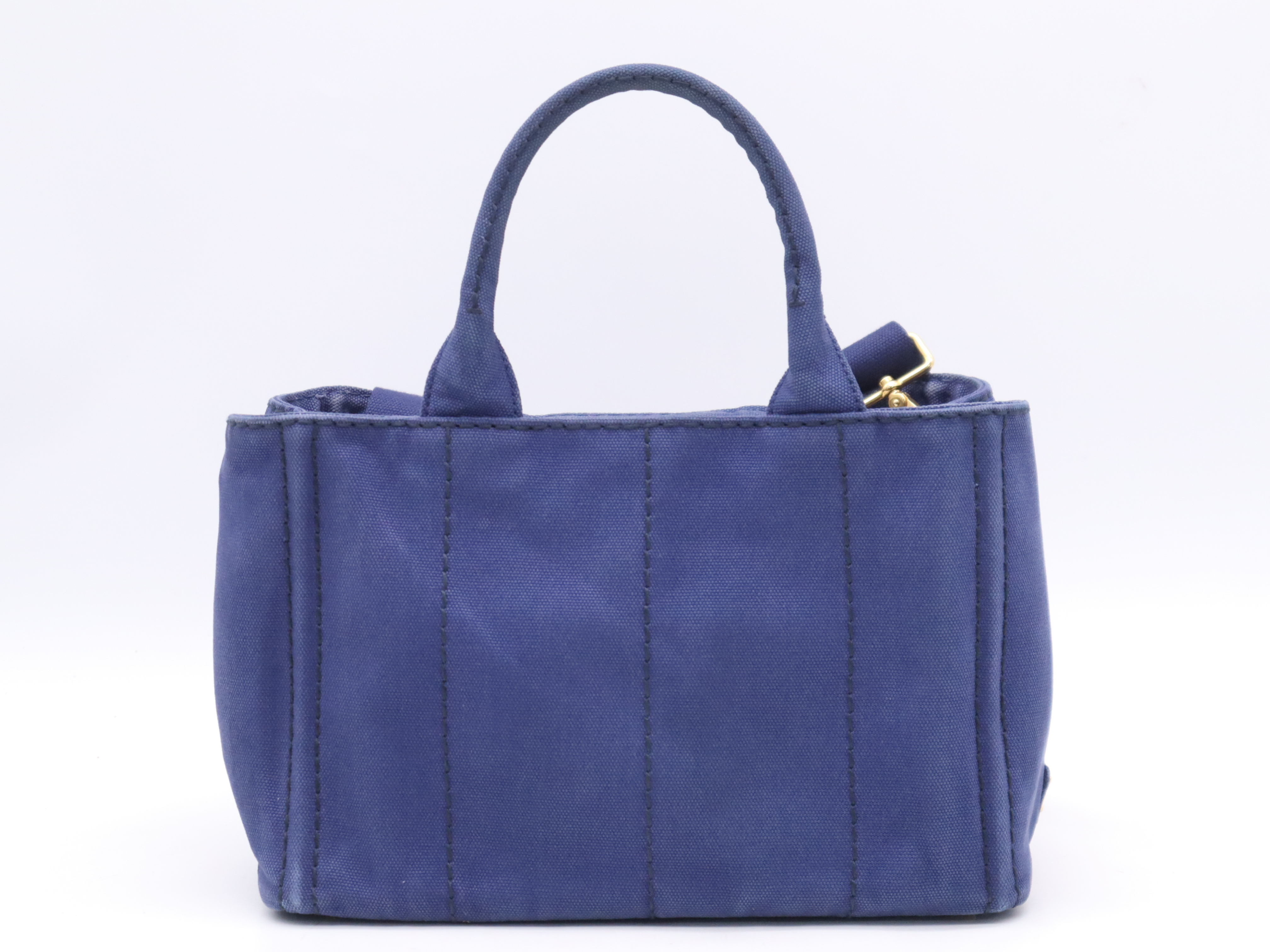 Denim Canapa Tote Mini, Blue, Gold Hardware, with Shoulder Strap, Handbag — view 2